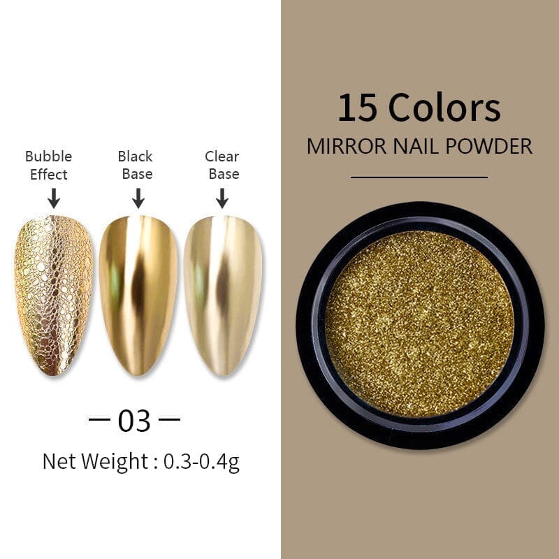 Metallic Mirror Effect Chrome Nail Powder #03 - High Shine Nail Art Pigment for Gel & Acrylic Nails - Perfect for Manicures, Salon Use & DIY Nail Designs