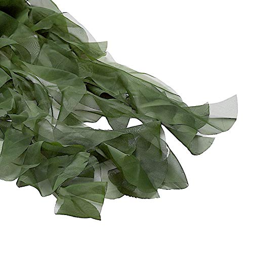 50 Pack Olive Green Premium Curly Chiffon Chair Covers with Sashes - Elegant Wedding, Party & Reception Decorations - Perfect for Banquets, Bridal Showers & Formal Events