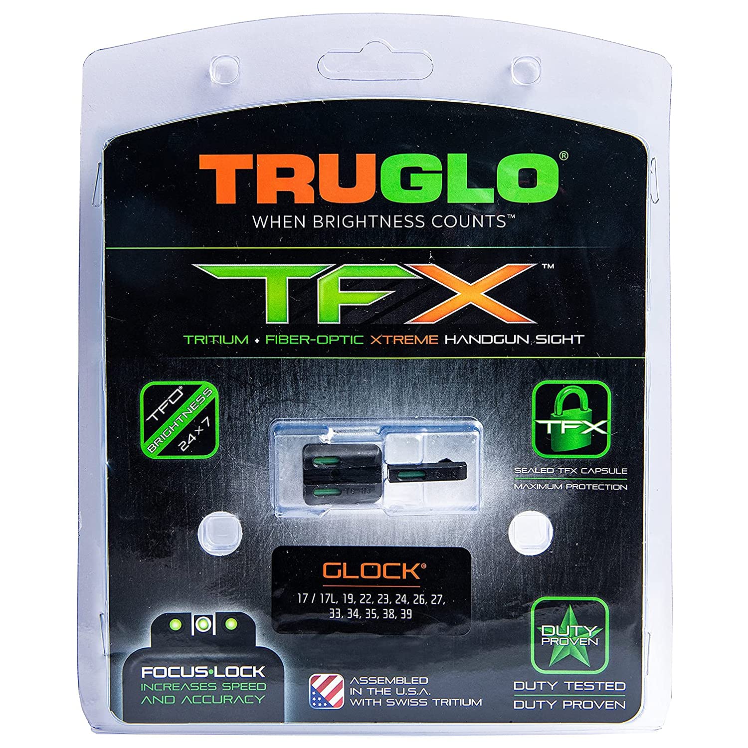 TRUGLO TFX Pro Handgun Sight - Durable Shock-Resistant Compact Tritium & Fiber Optic Sight for Pistols - High Visibility Day & Night Sights for Glock, Sig Sauer, 1911 - Perfect for Home Defense, Tactical Training & Concealed Carry