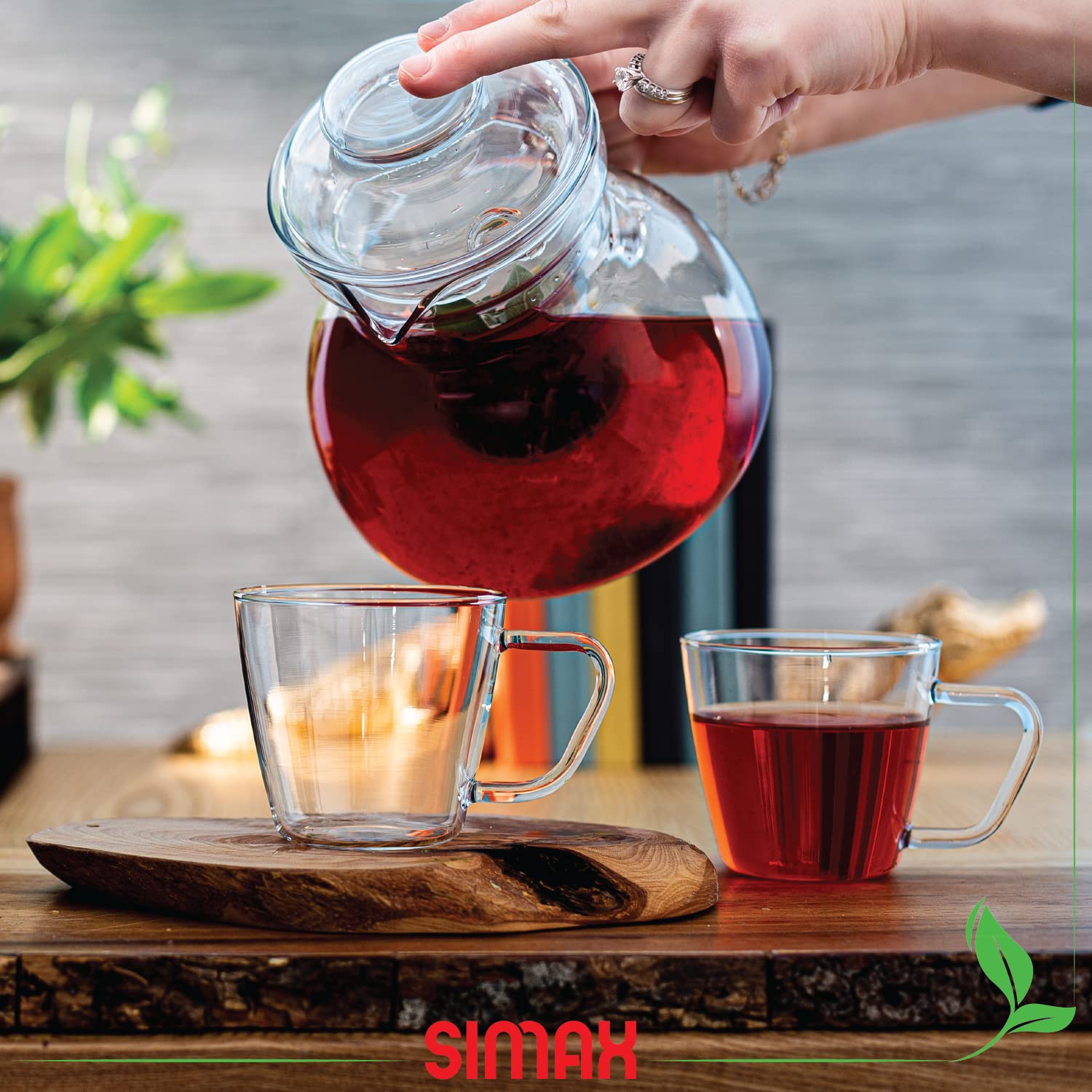 Simax Glass Teapot - 1 Quart/4 Cup Stovetop & Microwave Safe Tea Kettle with Spout for Boiling Water - Perfect for Loose Leaf Tea, Herbal Infusions & Serving Hot Beverages