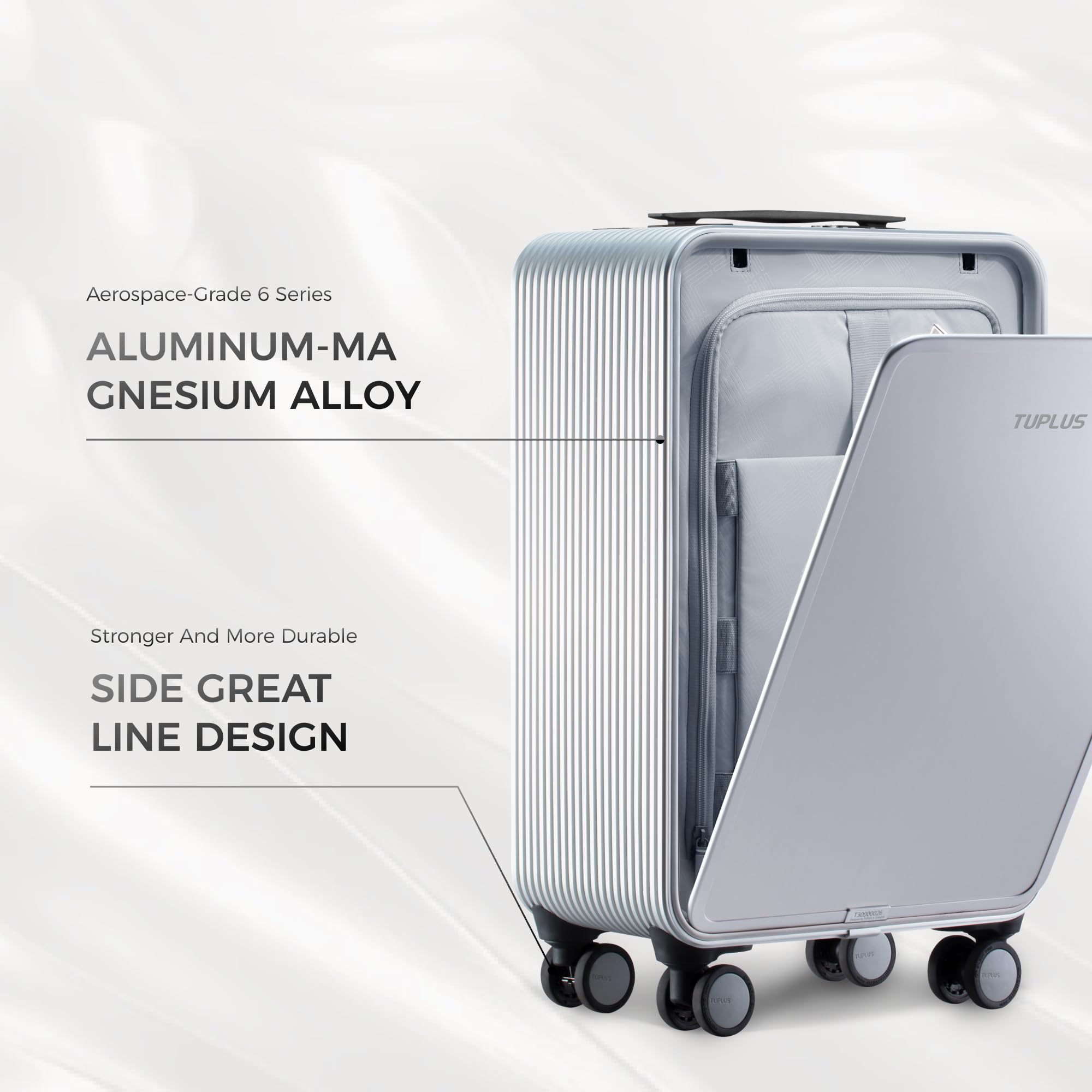 TUPLUS Aluminum Hard Shell Suitcase with 4 Spinner Wheels - Lightweight Check-in Luggage for Business Travel & Vacation | Durable Carry-on Spinner Suitcase for Airplane & Road Trips