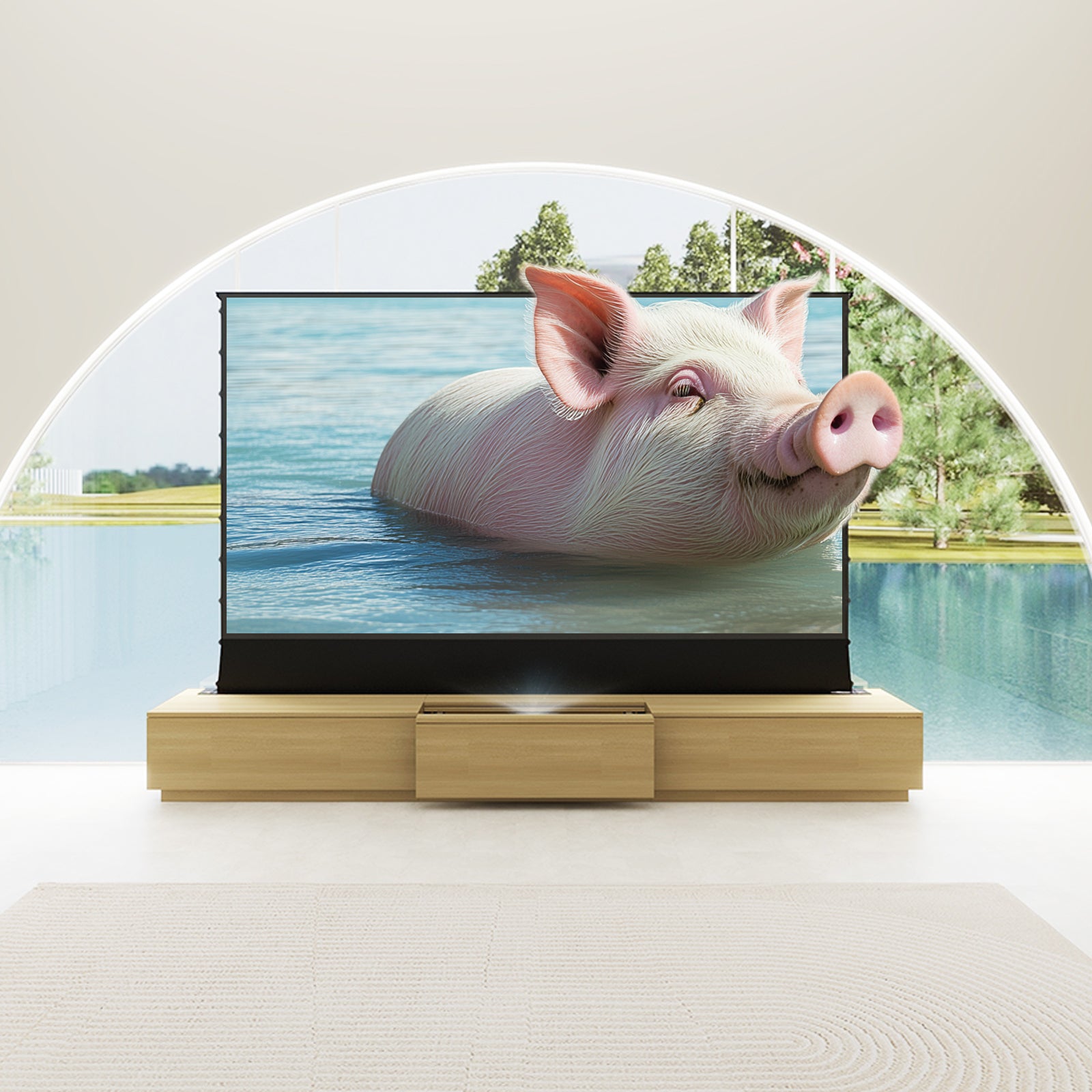 VIVIDSTORM Motorized Laser TV Cabinet Barcelona Mark III - 2025 New Model for Home Theater & Living Room Entertainment