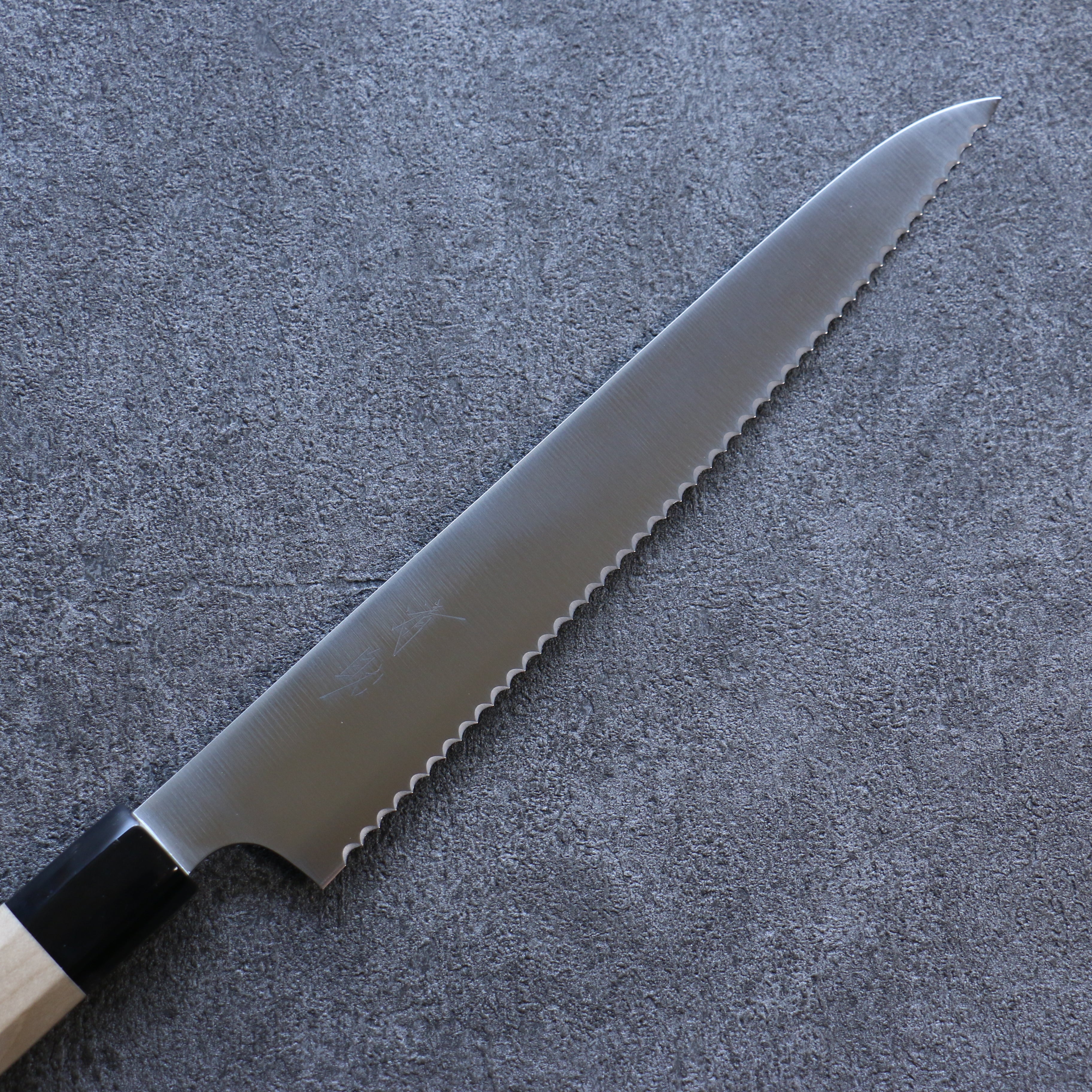 Premium Seisuke 240mm Stainless Steel Bread Knife with Magnolia Wood Handle - Perfect for Slicing Artisan Bread, Baguettes, and Homemade Loaves