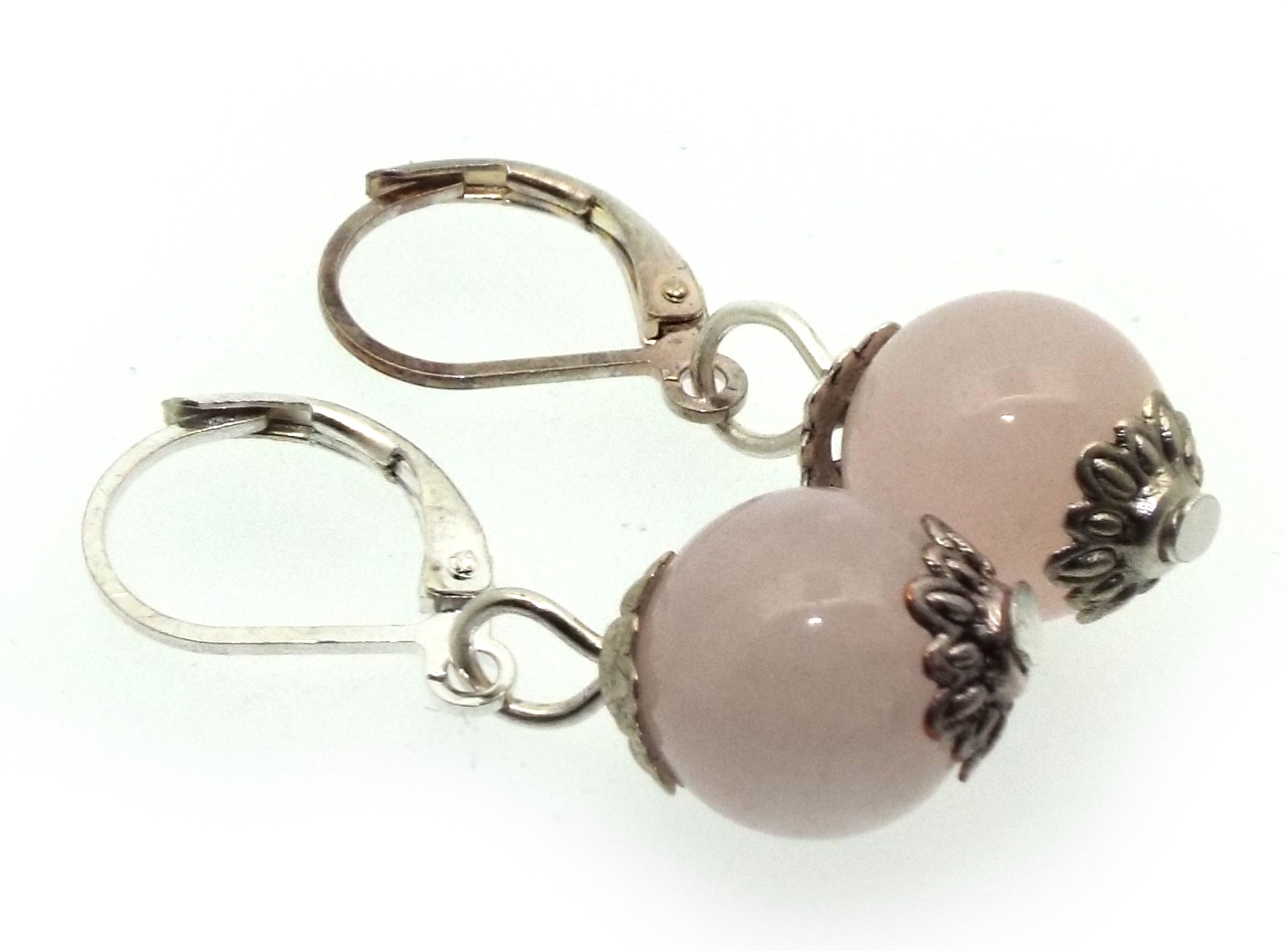 10mm Rose Quartz Gemstone Sphere Leverback Earrings – Healing Crystal Jewelry for Women, Gift for Her, Perfect for Meditation, Yoga & Spiritual Healing