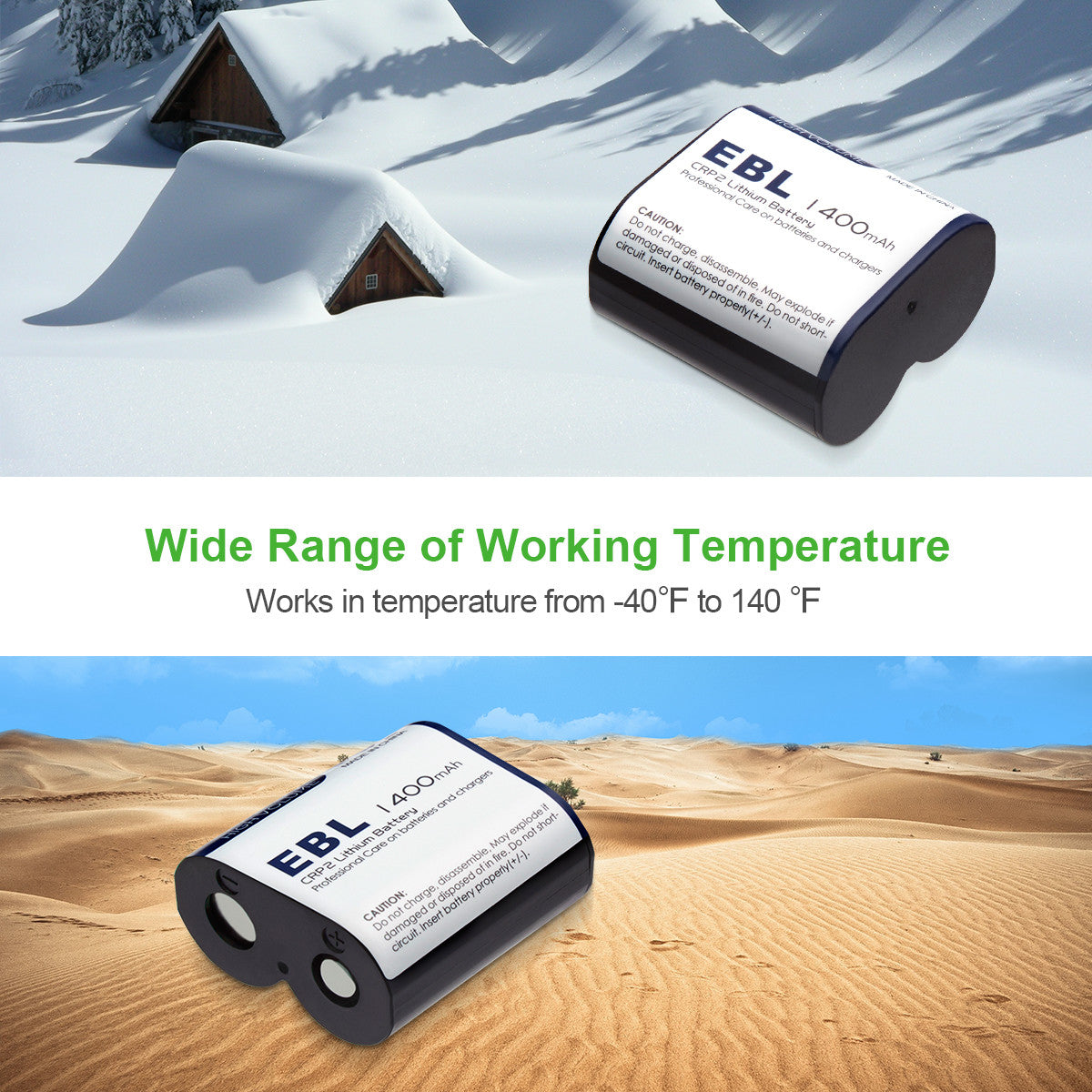 EBL CR P2 6V 1400mAh Lithium Battery for Cameras - High Capacity Replacement Battery for Digital Cameras, Flash Units & Photo Equipment - Perfect for Professional Photography & Outdoor Shooting