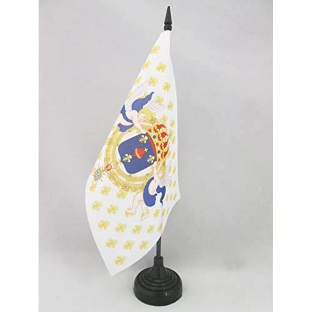 AZ FLAG Kingdom of France Sacred Heart Table Flag 5'' x 8'' (21x14cm) - French Catholic Royal Jesus Desk Flag with Black Plastic Stick & Base - Perfect for Home Decor, Office Display, and Religious Events