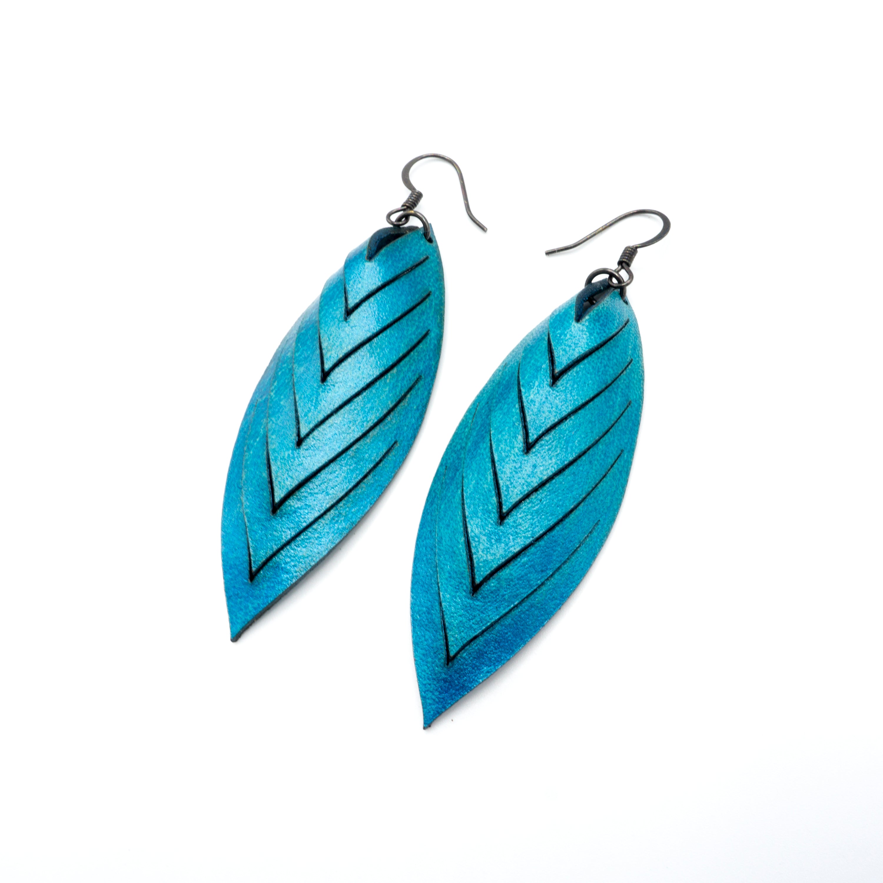 Terrabyte 14mm Leather Earrings with Turquoise Pearl - Boho Chic Handmade Jewelry for Women, Perfect for Casual Wear, Parties & Gift Giving