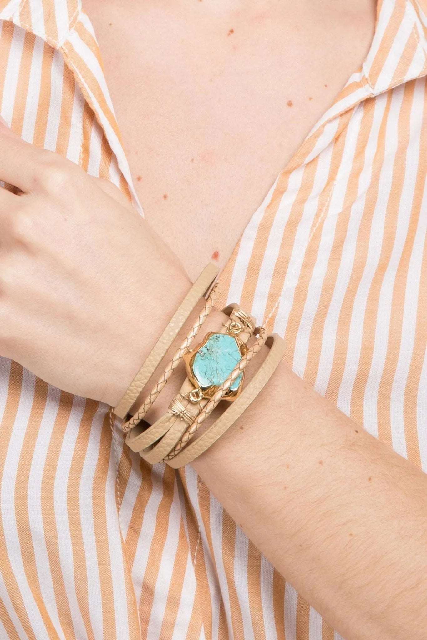 Handmade Turquoise Beaded Bracelet for Women - Boho Chic Adjustable Wrap Bracelet - Perfect for Casual Wear, Festivals & Gifts