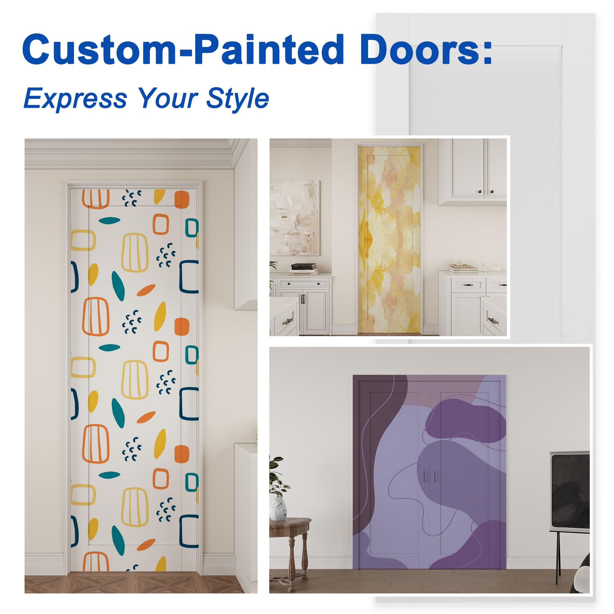 WINSTELLAR 26x80 Frosted Tempered Glass Interior Door Slab - Paintable Shaker Style for Living Room, Pantry & Laundry - Prehung, Pocket, French or Barn Door Installation - White Prefinished - Perfect for Modern Homes, Offices and Commercial Spaces