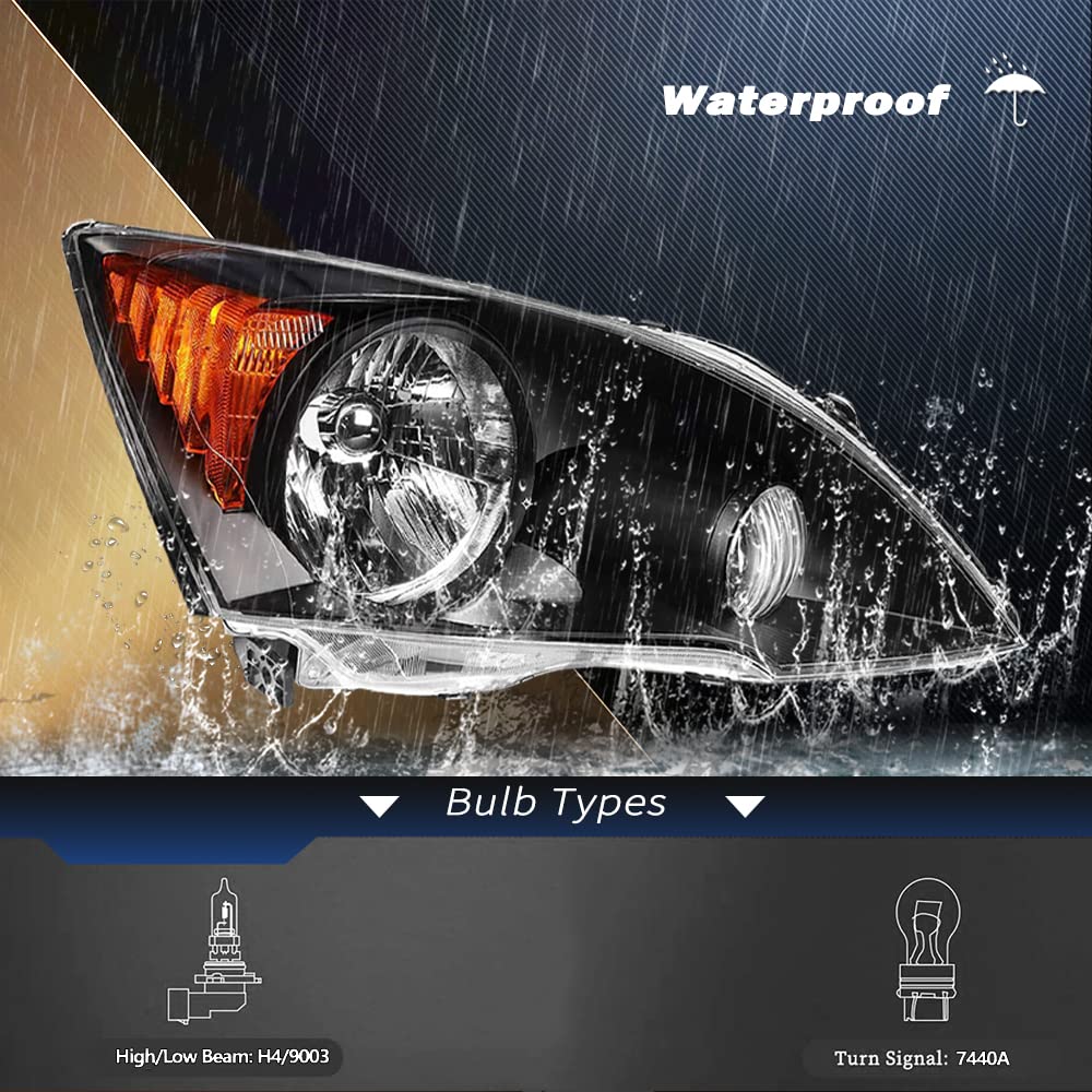 2007-2011 Honda CR-V Headlight Assembly Set - Left & Right Side Replacement Parts for Improved Night Driving Safety