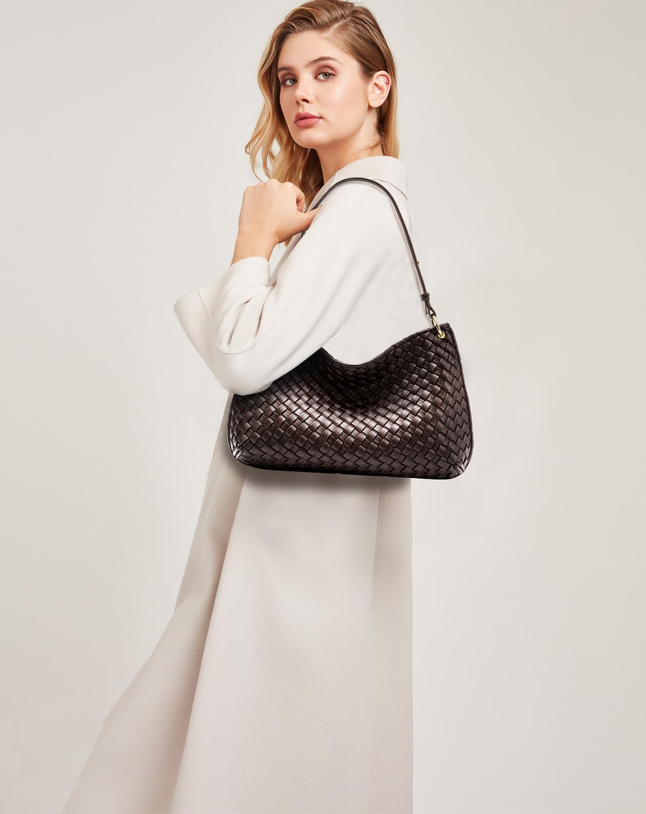 Stylish Woven Leather Shoulder Bag for Women - Elegant Small Handbag & Clutch Purse for Daily Use, Work, Shopping and Travel | Perfect Gift Idea