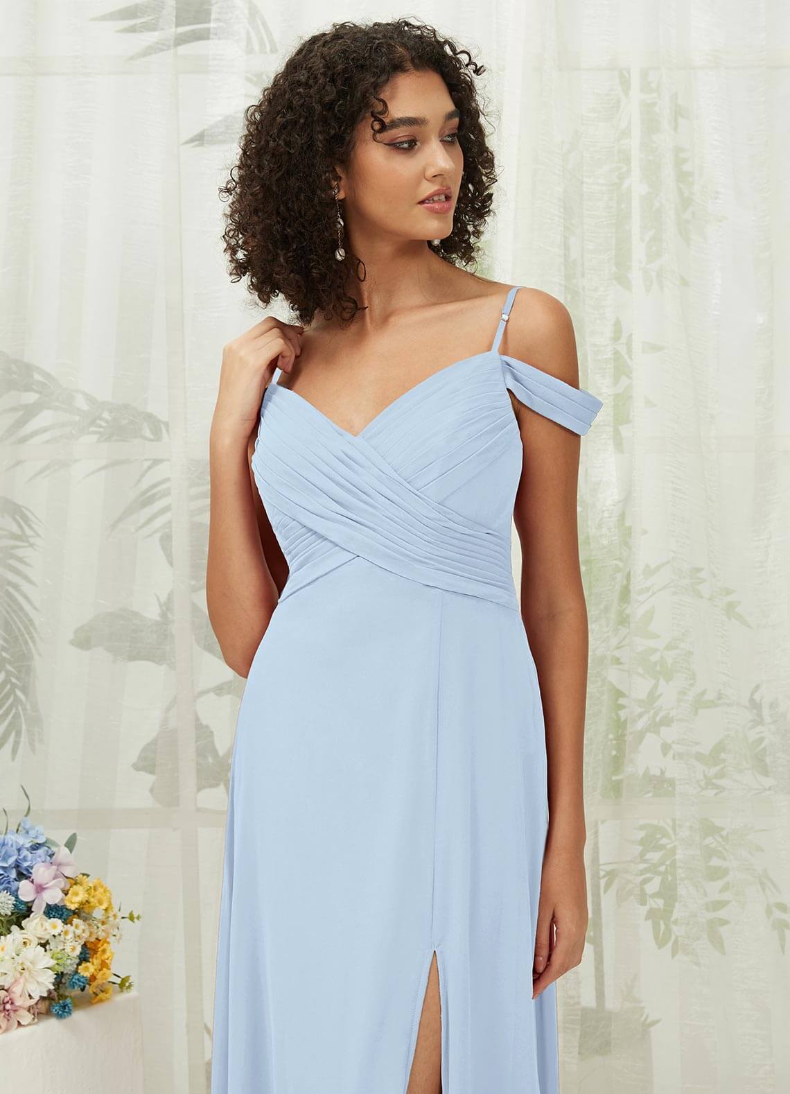 Cornflower Blue Sweetheart Chiffon Convertible Bridesmaid Dress with Pockets - Elegant Formal Gown for Weddings, Prom & Special Occasions