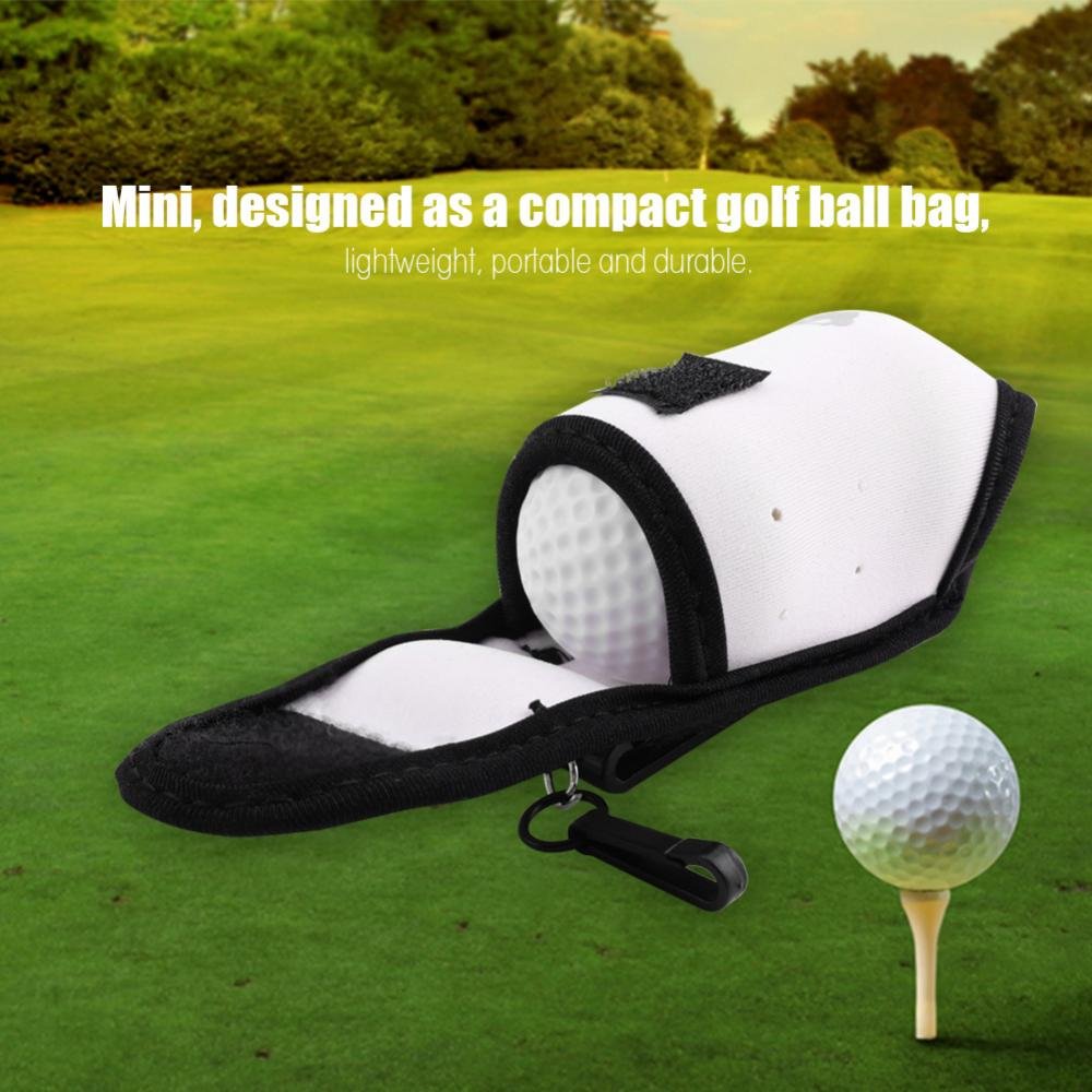 Golf Ball Bag Clip Pouch - White Ball Carrier Bag for Golf Accessories | Perfect for Golfers, Caddies & Driving Range Practice