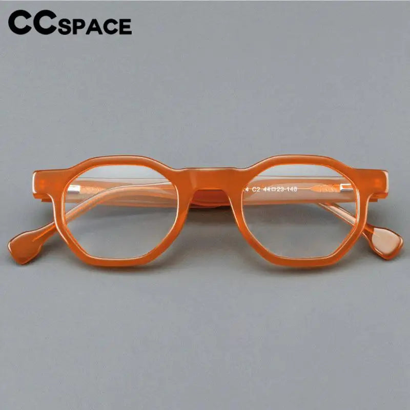 CCspace Unisex Full Rim Flat Top Round Acetate Reading Glasses R57621 - Stylish & Durable Eyewear for Reading, Office & Daily Use