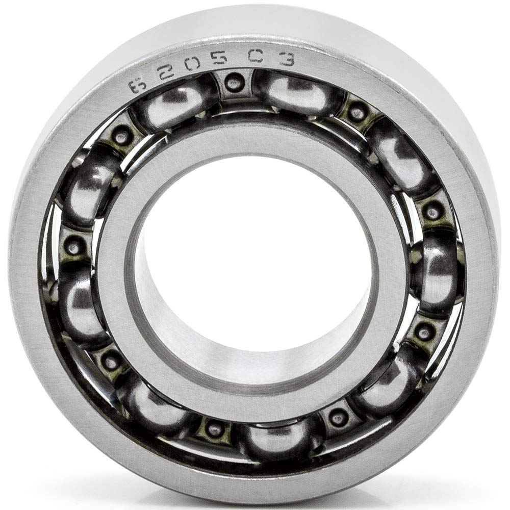 10-Pack 6205-OPEN Deep Groove Radial Ball Bearings 25x52x15mm (IDxODxWidth) Open Style C3 Clearance - Premium Industrial Bearings for Machinery, Automotive, and Power Tools Replacement