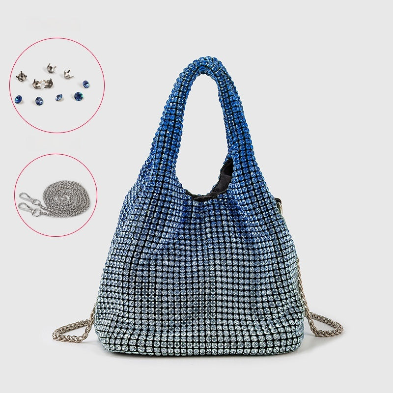 Luxury Diamond Encrusted & Diamond Filled Tote Bucket Dinner Bag - Elegant Evening Clutch for Parties, Weddings & Special Occasions - 819045946412