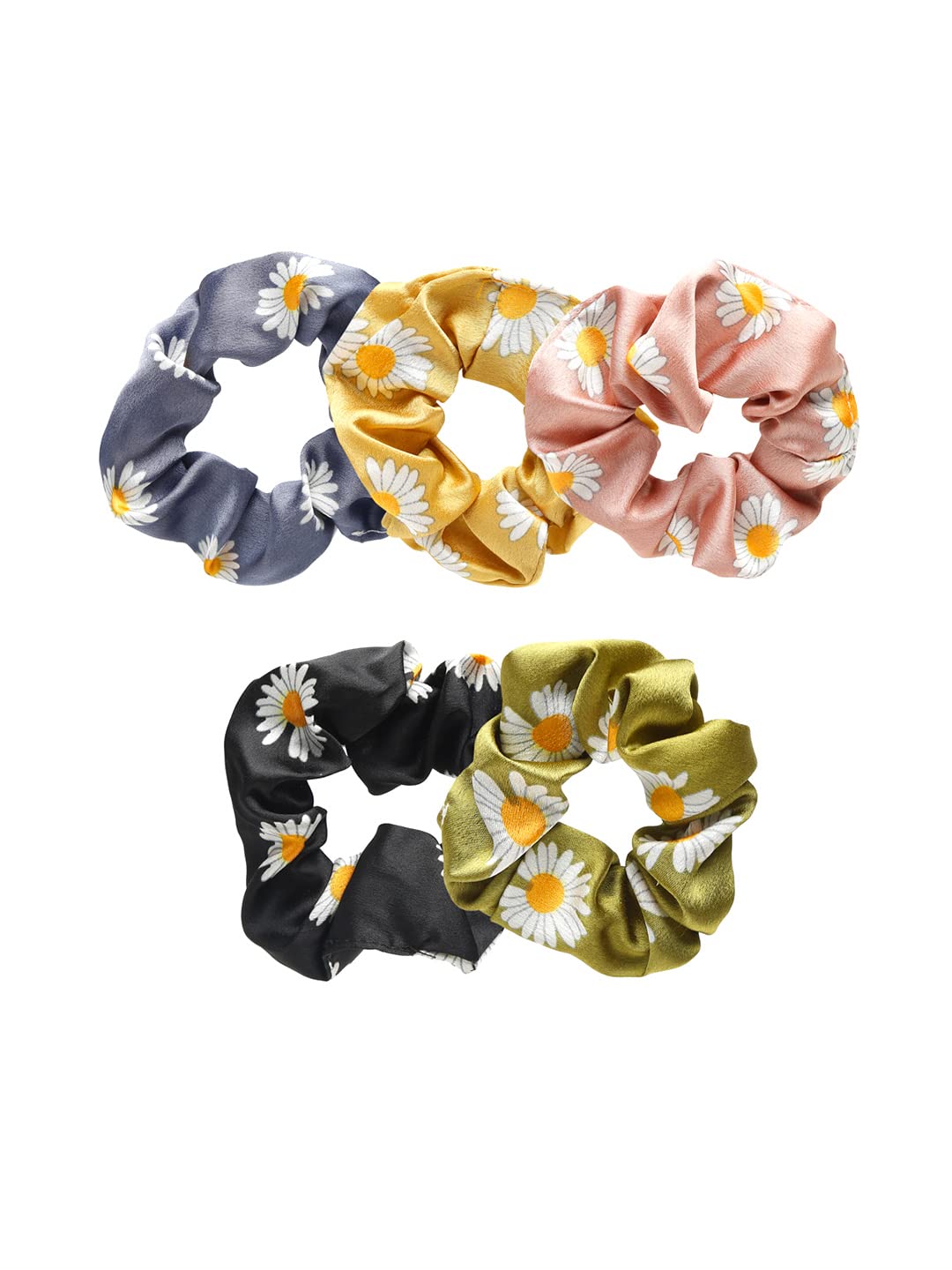 Sonpal Satin Scrunchies for Women - 5 Pack Floral Print Hair Accessories | Soft Elastic Hair Bands for Women & Girls (Multicolor) - Perfect for Everyday Wear, Work, and Special Occasions