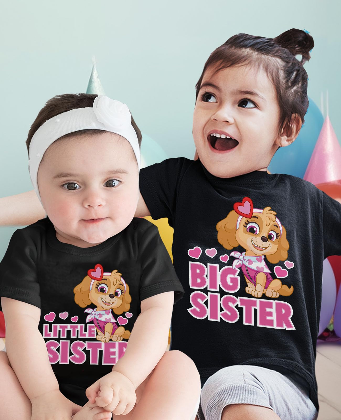 Paw Patrol Skye Big Sister Little Sister Matching Outfits for Girls - Cute Sibling Shirts for Twins & Sisters - Perfect for Family Photos, Birthday Parties & Matching Outfit Days