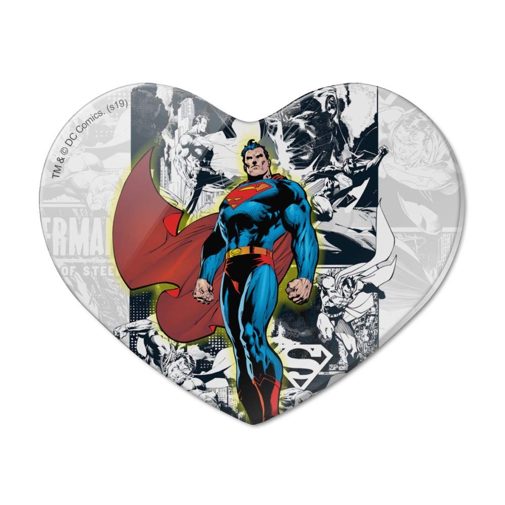 Superman Glowing Aura Heart Acrylic Fridge Magnet - Collectible DC Comics Refrigerator Decor for Fans, Home & Office Use