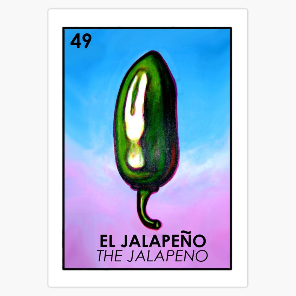 El Jalapeno - The Jalapeno - Loteria Sticker Vinyl Bumper Sticker Decal - Waterproof 5 Inch - Perfect for Cars, Laptops, and Coolers - Mexican Theme Party Decor