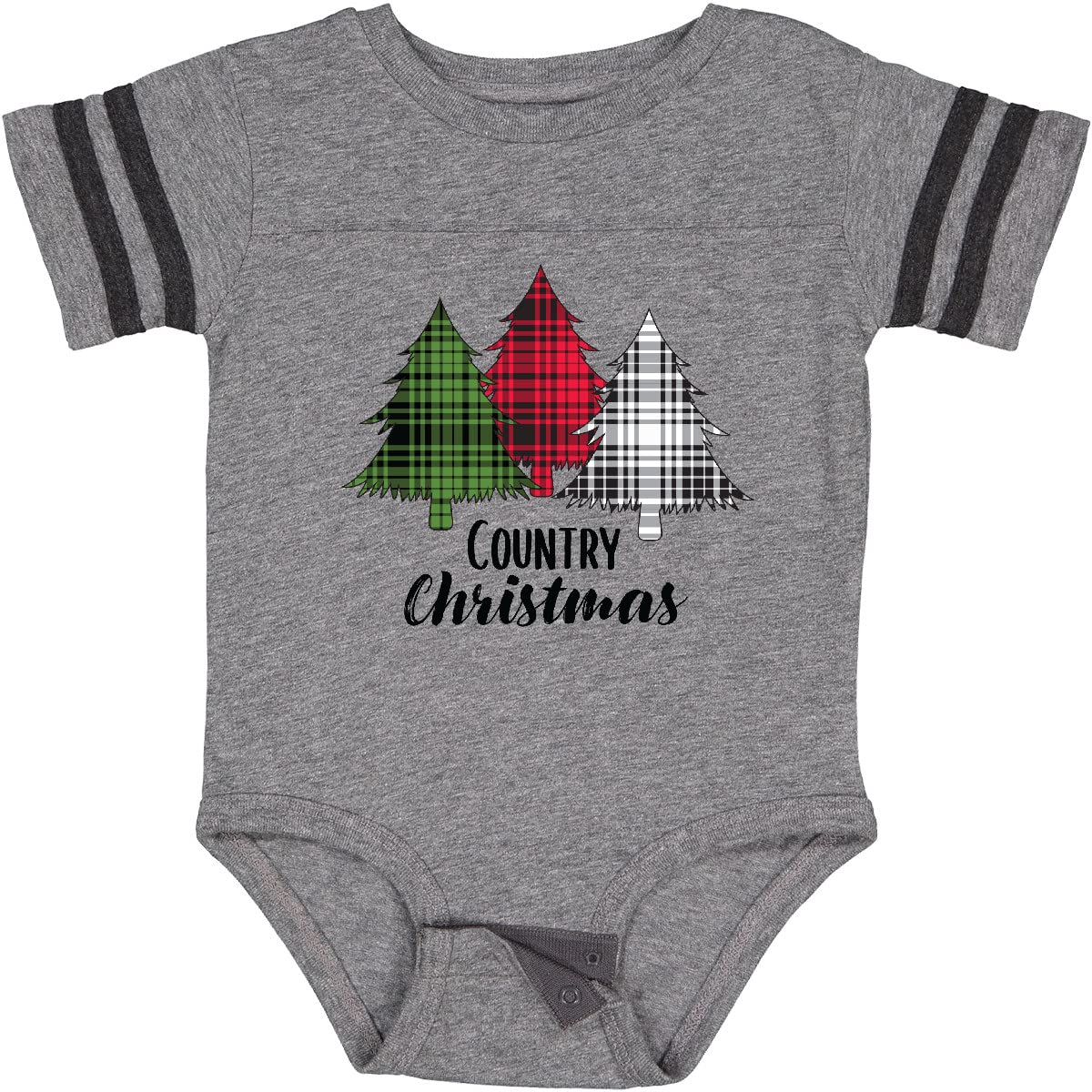 Inktastic Country Christmas Plaid Trees Baby Bodysuit - Cute Holiday Outfit for Infants & Toddlers - Perfect for Christmas Photos, Family Gatherings & Festive Celebrations