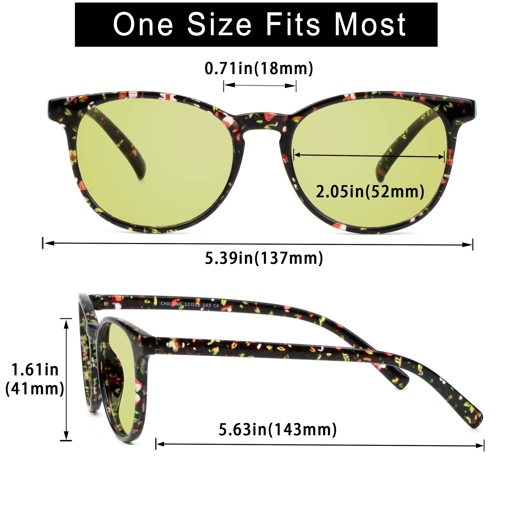 Blue Light Blocking Glasses for Women - Anti Eye Strain Computer & Reading Glasses with Oval Frame (Black Floral, 0.00 Magnification) - Perfect for Office Work, Gaming & Screen Time