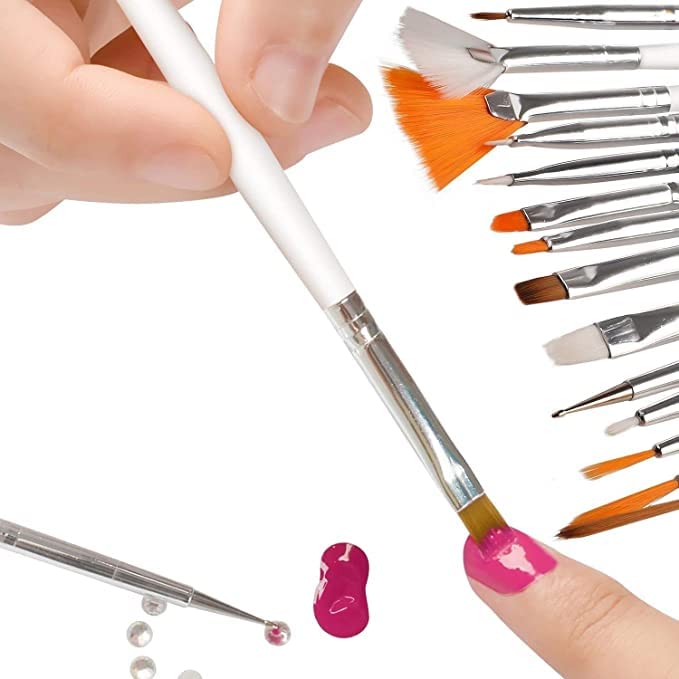 **MeeTo Professional Nail Art Brush Set - 15 Piece Acrylic Nail Painting Brushes for Nail Art Design, Drawing & Polish | Perfect for Salon, Home Manicure & DIY Nail Art (Pack of 1)**