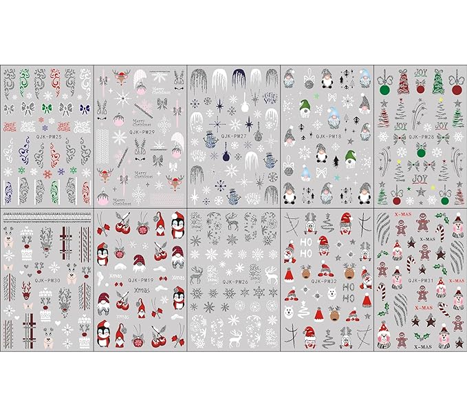 BE GLITTER Christmas Stickers - Festive Holiday Decals for DIY Cards, Scrapbooking & Gift Wrapping (Pack of 50)