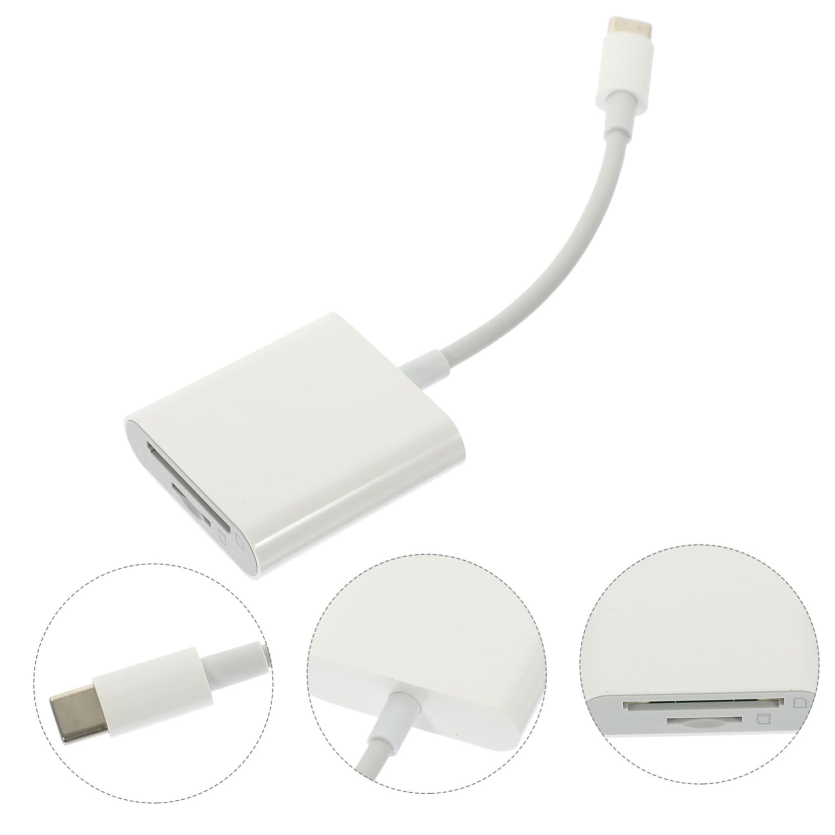 2-in-1 Portable USB Card Reader - ABS Memory Card Adapter for Camera, Phone & Computer - White Compact Storage Solution for SD/TF Cards - Perfect for Travel, Photography & Data Transfer