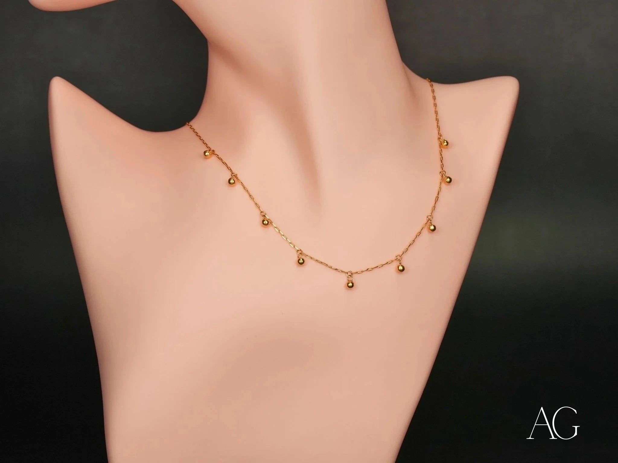 18K Gold Beaded Elegant Necklace for Women - Perfect for Weddings, Parties & Special Occasions