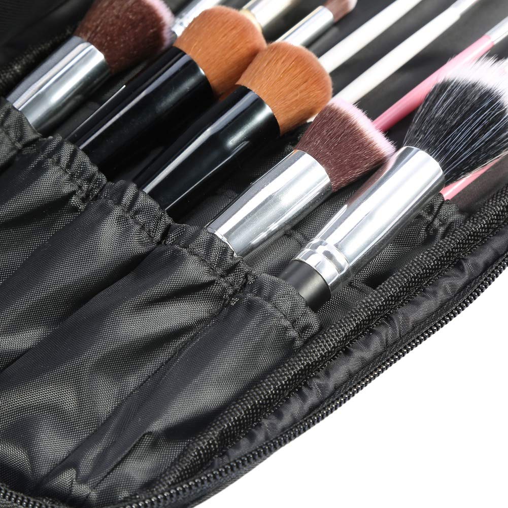 Waterproof Cosmetic Makeup Brush Bag - Travel Toiletry Organizer with Zipper, Black Storage Case for Brushes & Beauty Tools | Perfect for Travel, Gym, and Daily Use