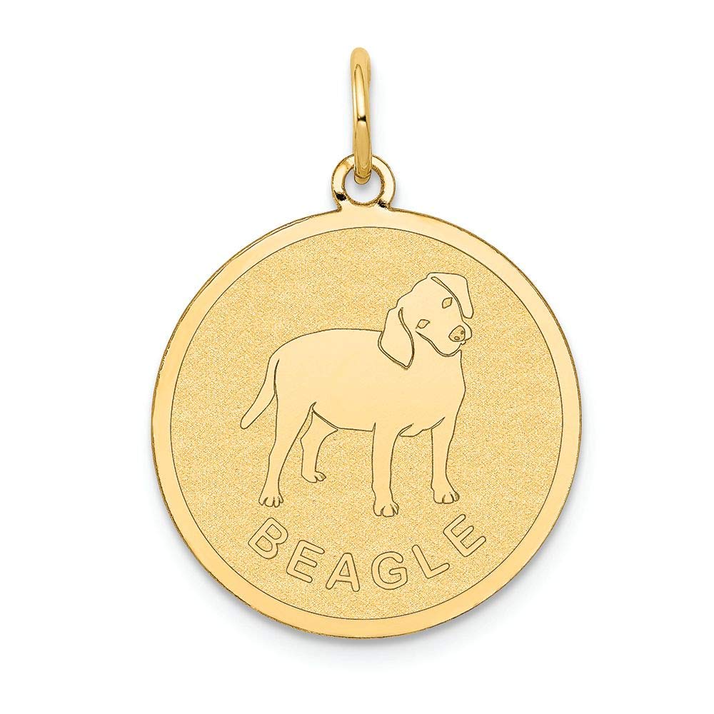 14K Yellow Gold Beagle Disc Charm - Handcrafted Fine Jewelry for Dog Lovers | Perfect Gift for Pet Owners, Birthday & Anniversary Present