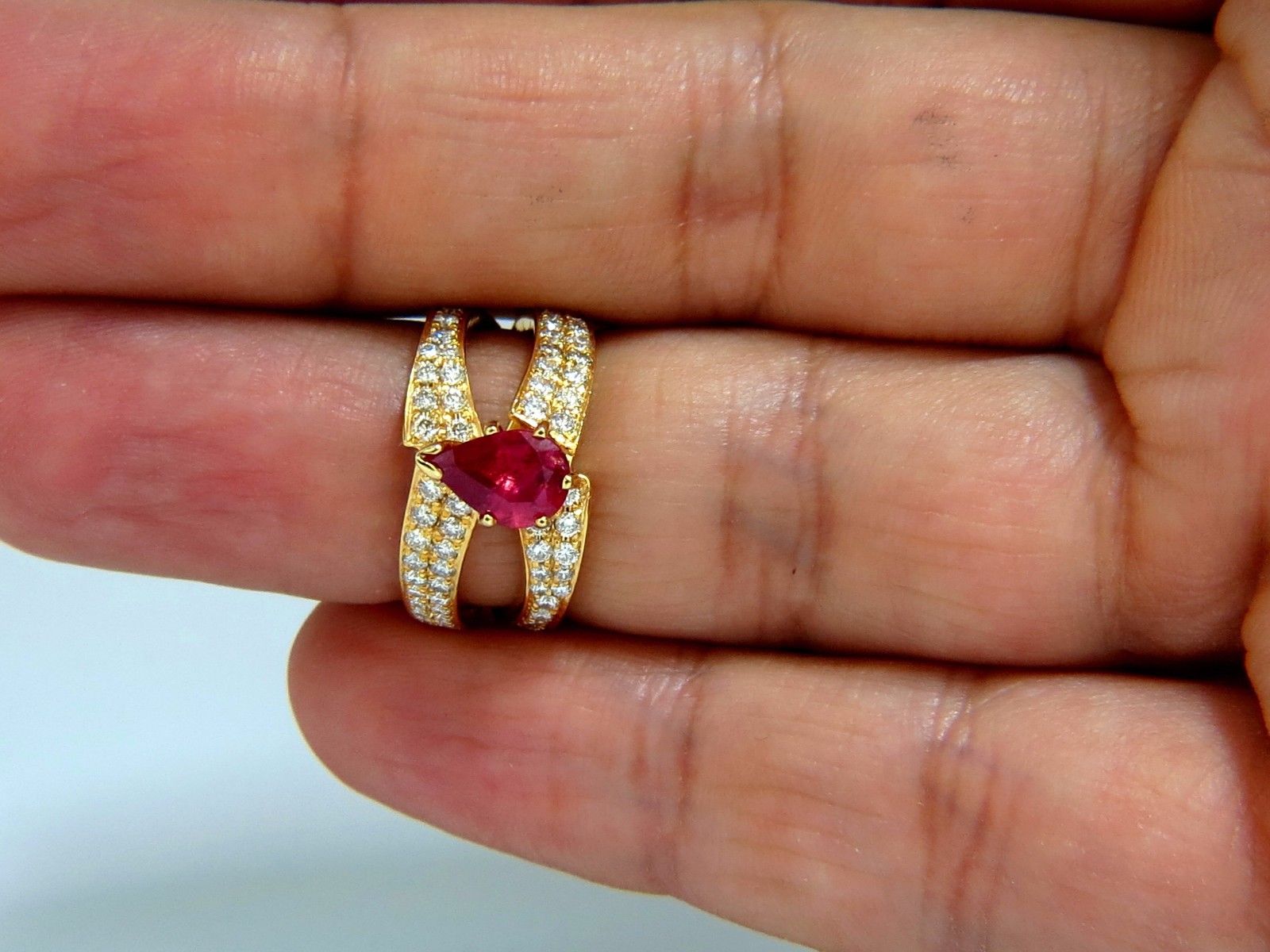 AIGS Certified 2.16ct Natural No Heat Ruby Diamond Ring 14K Gold Split Shank - Elegant Engagement, Anniversary & Special Occasion Jewelry Gift for Women