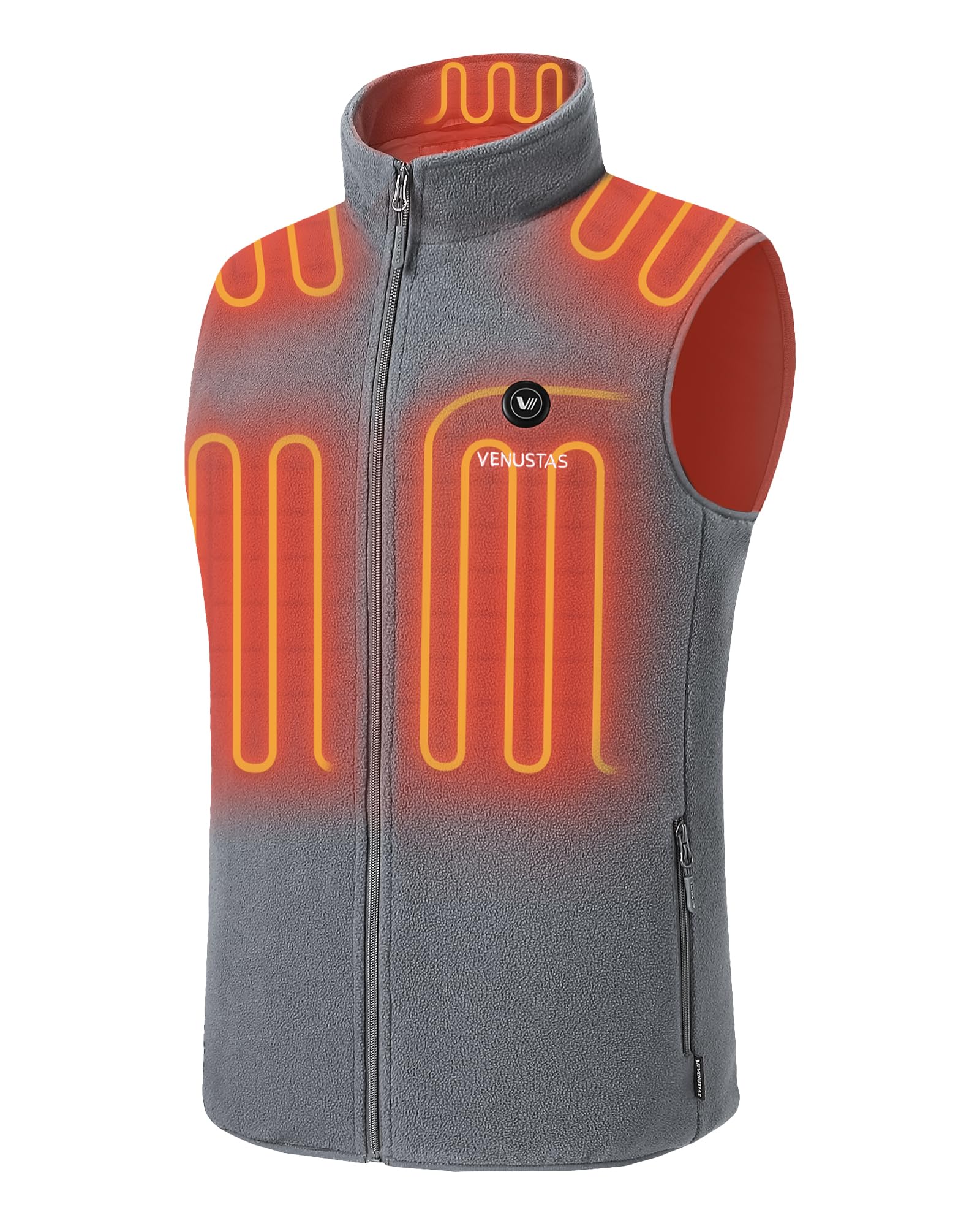 Venustas Men's Heated Fleece Vest with Rechargeable Battery - Lightweight Electric Warming Jacket for Winter Outdoor Activities, Hunting, and Camping