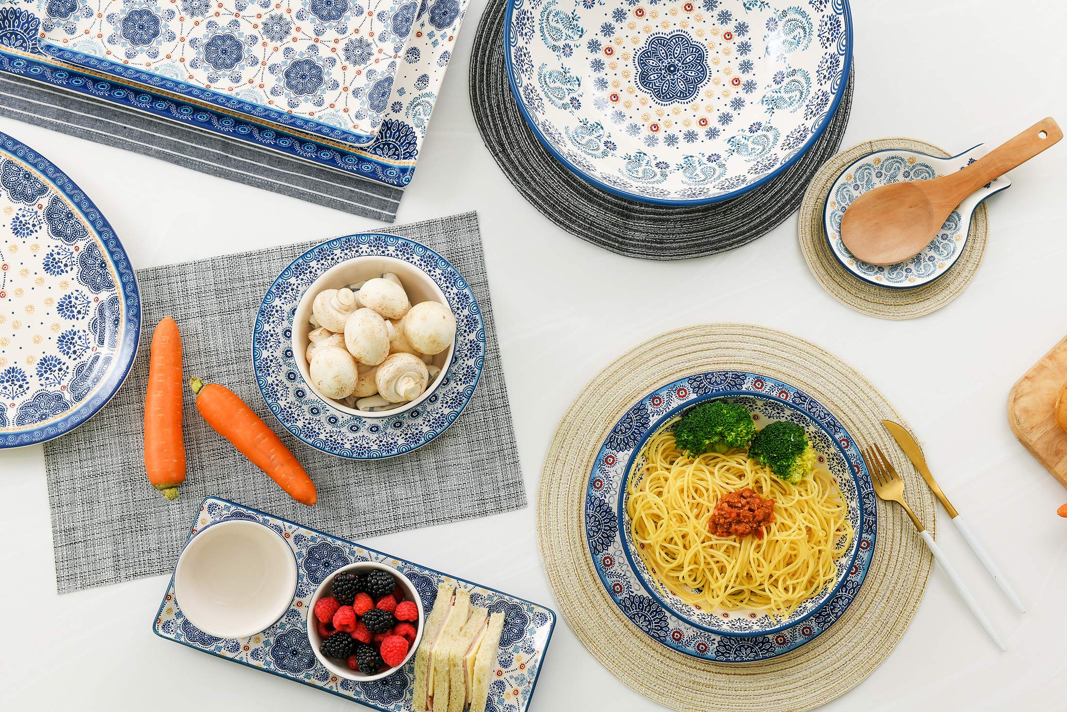 Bico Blue Talavera Ceramic Salad Plates Set of 4 - 8.75 Inch Microwave & Dishwasher Safe - Perfect for Mexican-Themed Dinner Parties, Outdoor Dining, and Home Decor