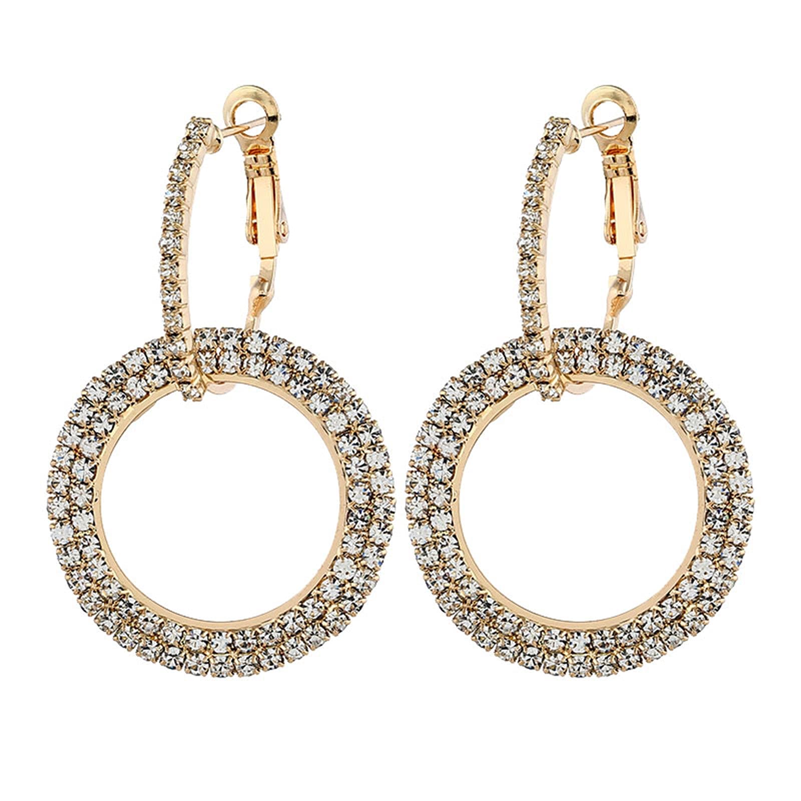 Silver Glitter Earrings for Women | Round Diamond Stud Earrings in Rose Gold & Gold | Fashion Luxury Dangle Earrings | Perfect for Parties, Weddings & Special Occasions