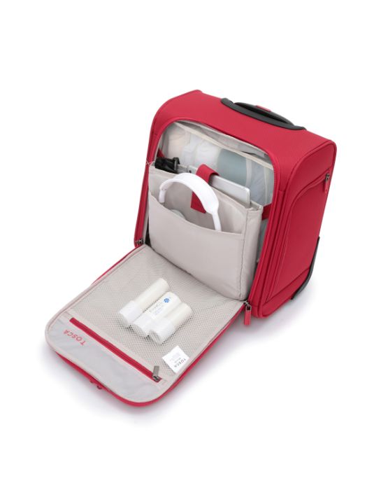 Tosca AIR5055 Underseat Trolley Carry-On Luggage - Compact Red Cabin Suitcase for Air Travel | Perfect for Business Trips & Weekend Getaways