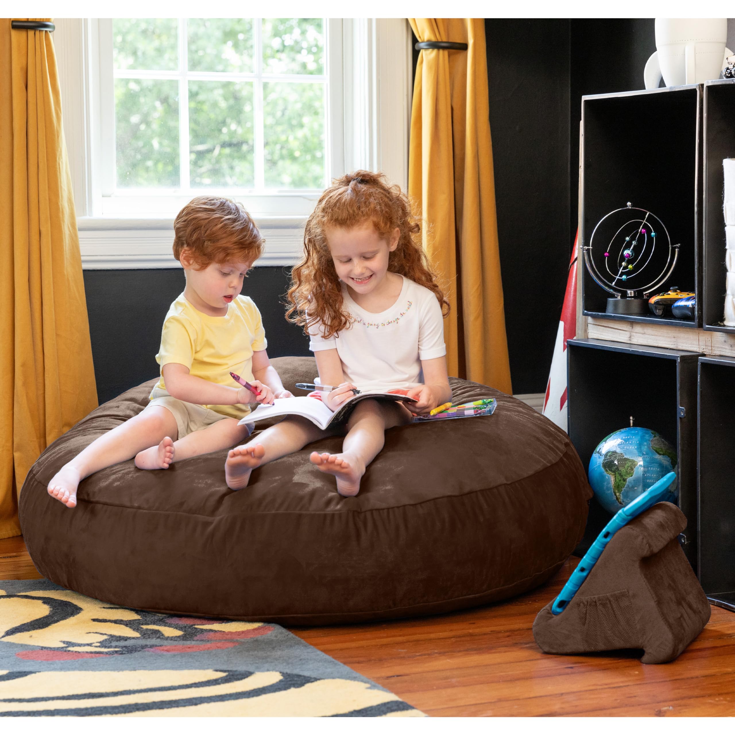 Jaxx Cocoon 4 Foot Oversized Bean Bag Chair - Super Soft Filled Memory Foam Beanbag Sofa for Adults & Kids - Chocolate Brown - Perfect for Lounging, Gaming & Movie Nights in Bedroom or Living Room