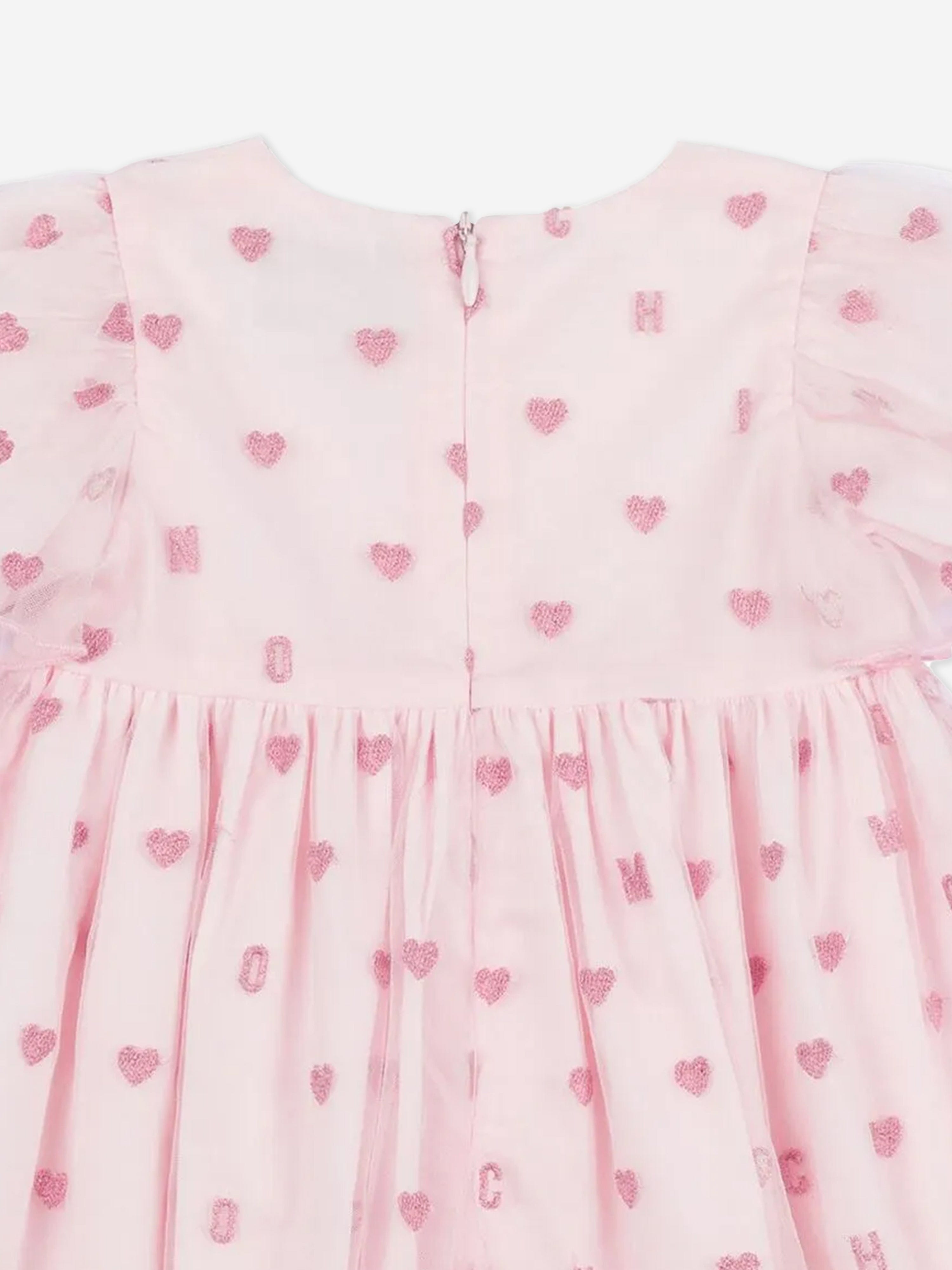 Adorable Pink Heart Print Baby Girls Dress - Perfect for Birthday Parties, Photo Shoots & Special Occasions