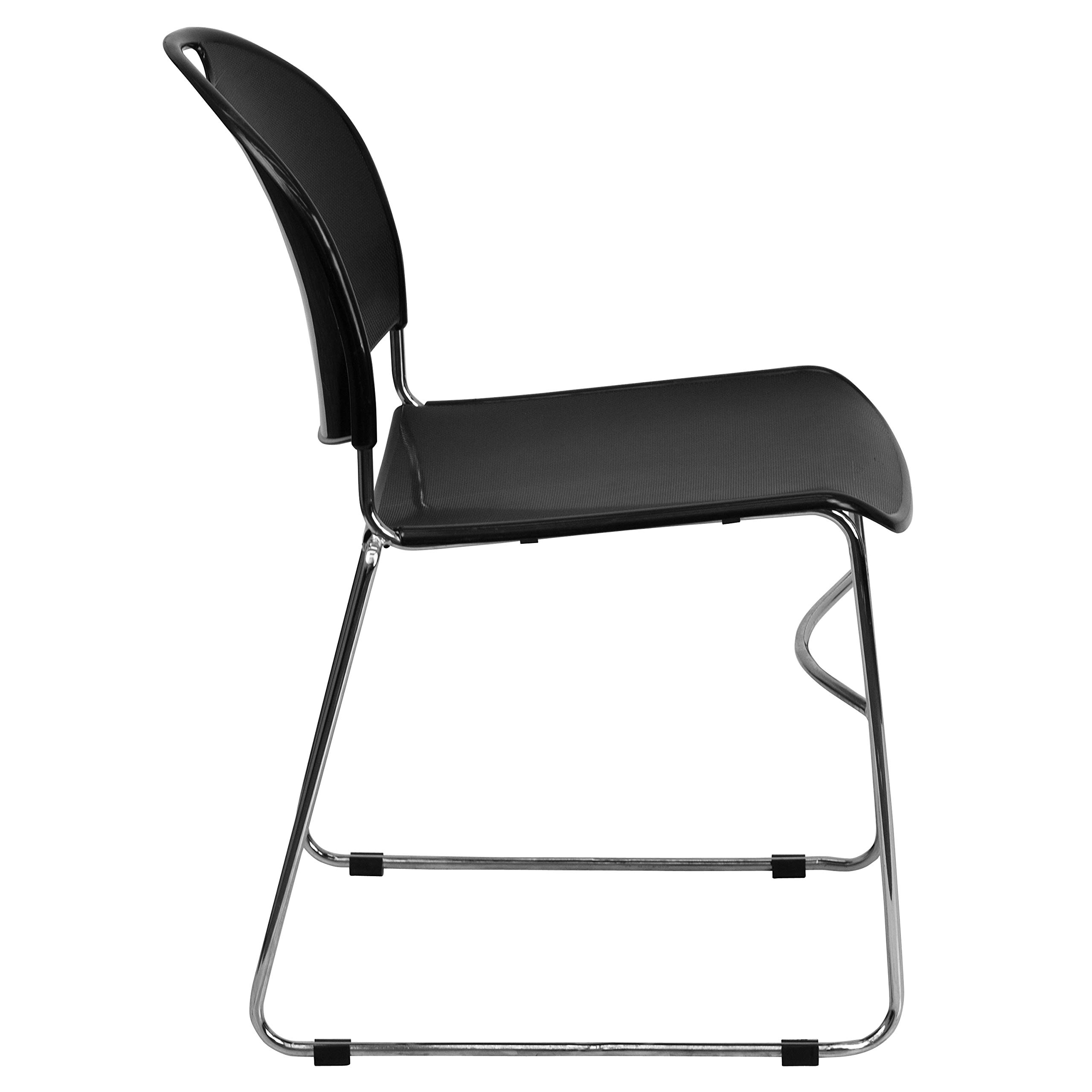 Black Ultra-Compact Stackable Chair - Space-Saving Office Guest Chair & Student Chair for Classrooms, Events, and Small Spaces