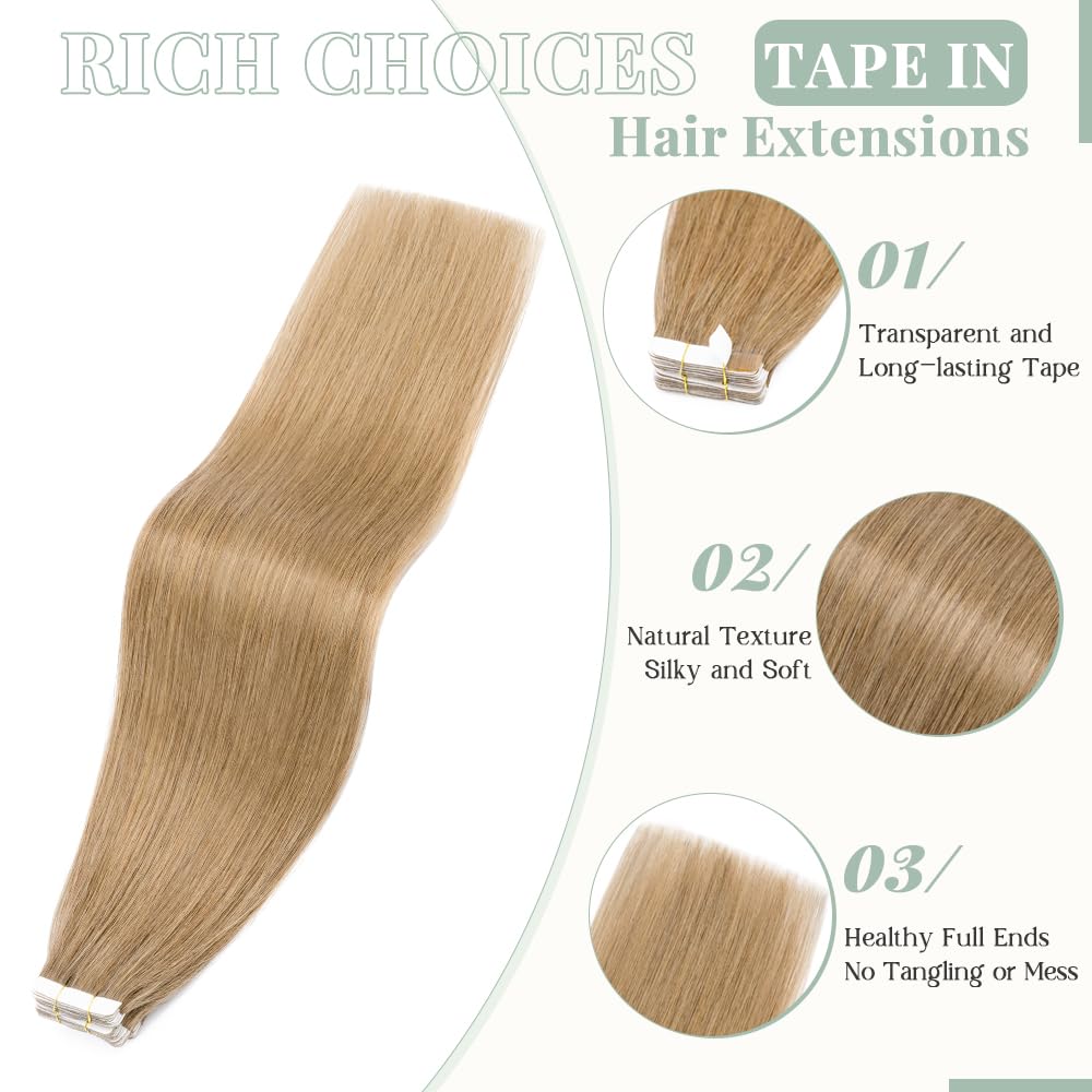 Premium 20pcs Tape-in Hair Extensions - 100% Remy Human Hair - 12