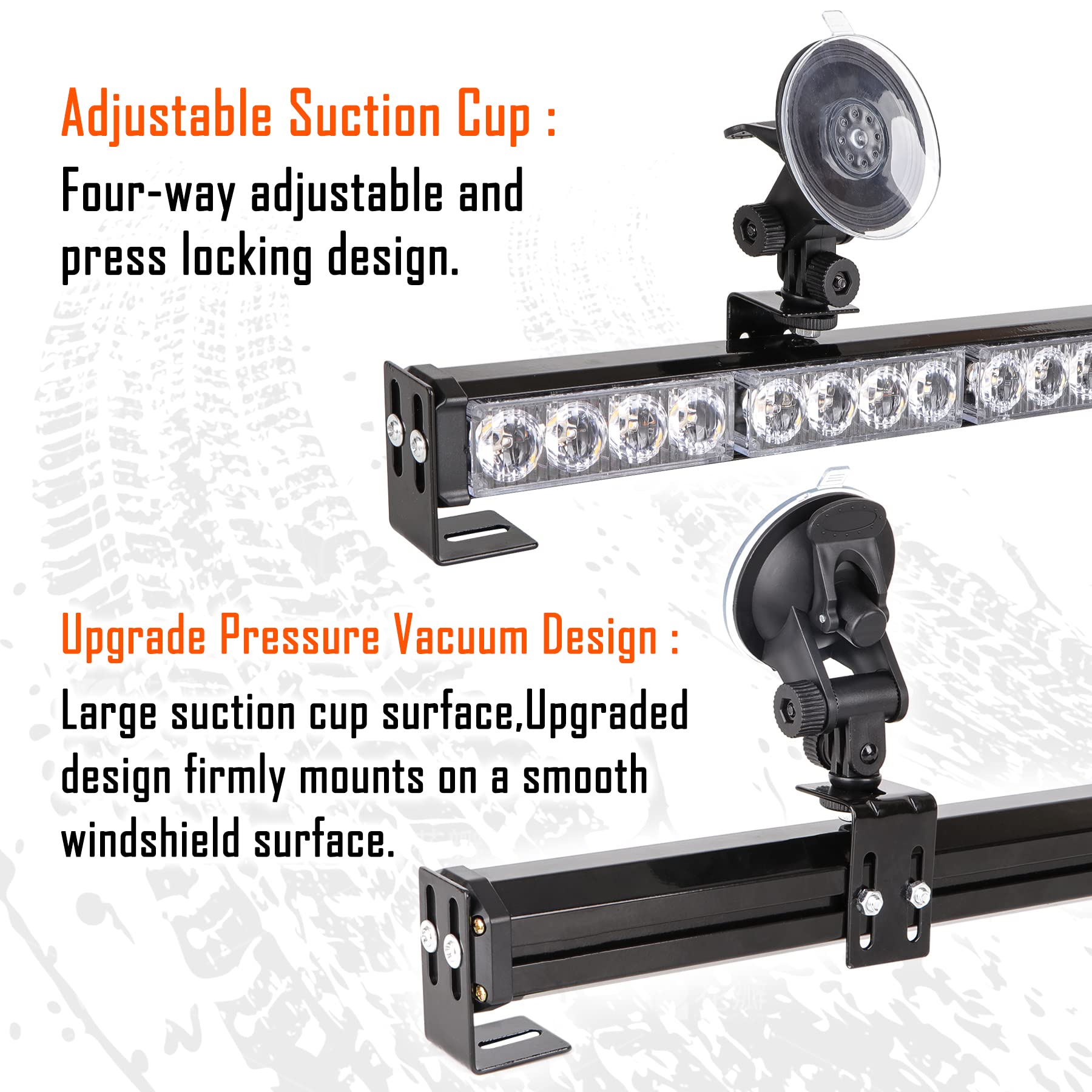 LE-JX 36in Blue Emergency Strobe Light Bar - 13 Flash Patterns, Traffic Advisor & Hazard Warning Light for Police Vehicles, Trucks & Emergency Use - 32 LED Windshield Safety Lights with Cigar Lighter (35.5in) - Perfect for Roadside Emergencies, Construction Zones & Security Patrols
