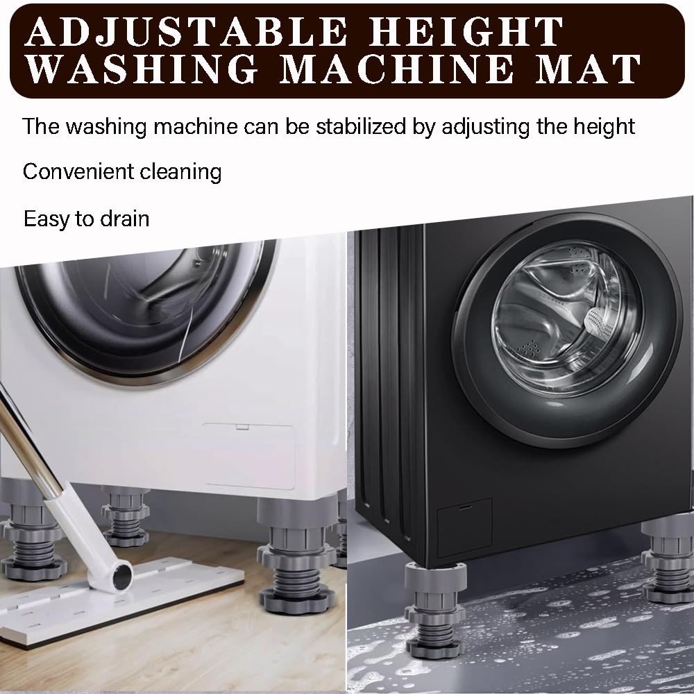 8Pcs Anti-Vibration Pads for Washing Machine & Dryer - Adjustable Height Shock Absorbing Noise Reduction Feet, Non-Slip Rubber Leveling Stabilizers for Laundry Room (Perfect for Apartments & Hardwood Floors)