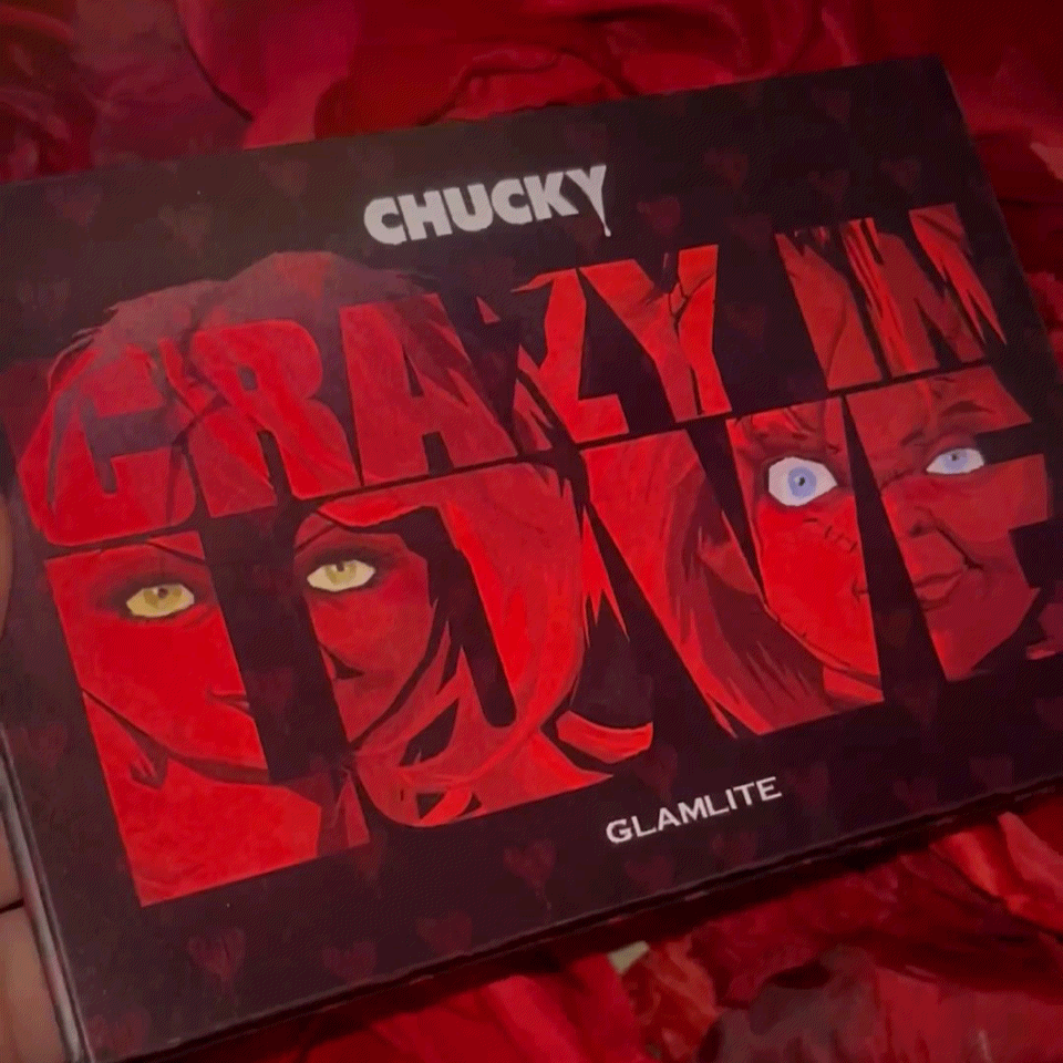 Glamlite Chucky Crazy In Love Eyeshadow Palette | Horror Movie Inspired Makeup | Perfect for Halloween, Cosplay & Themed Parties