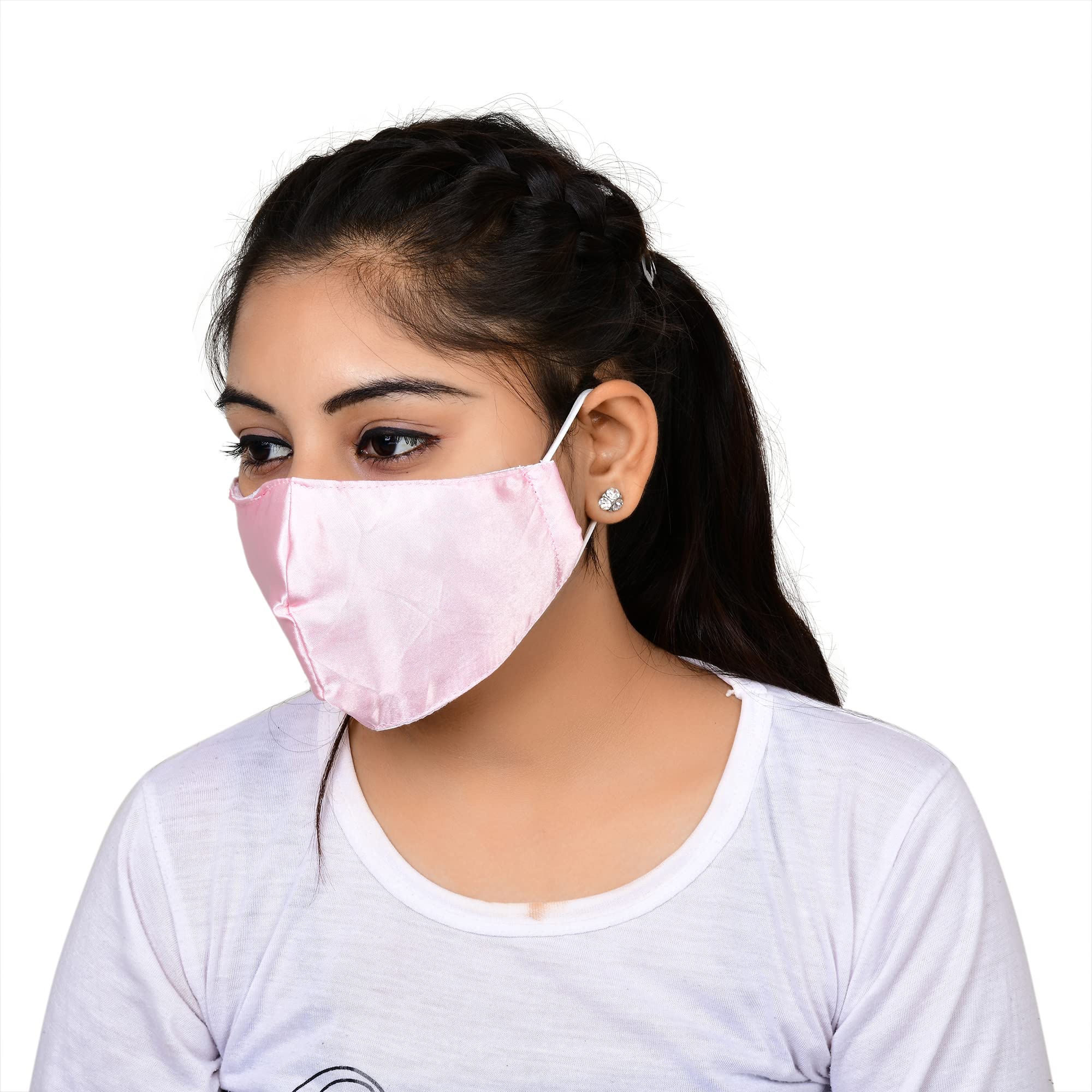 NNR Satin Silk Face Mask for Kids & Girls - Soft Elastic, Breathable, Pack of 3 Multicolor - Perfect for School, Travel & Daily Protection