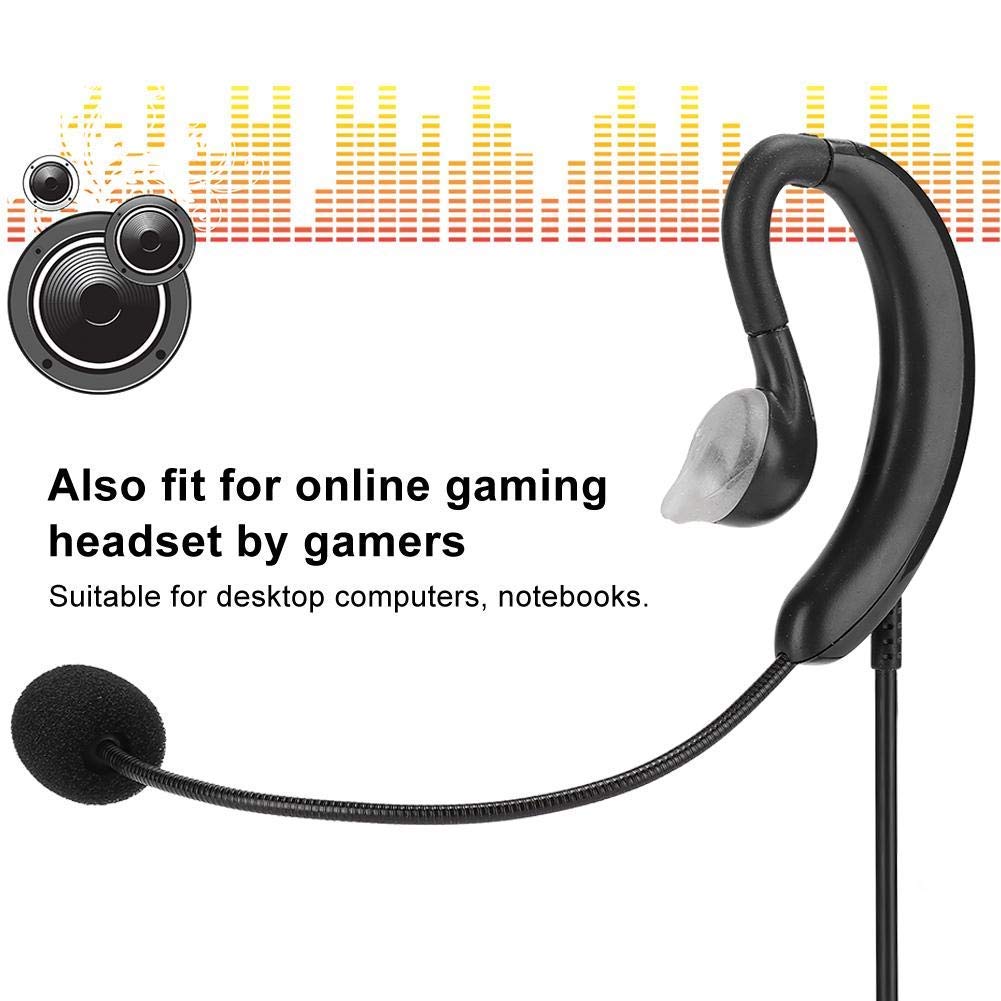 ASHATA USB Computer Headset with Ear Hook - Noise Cancelling Microphone for Skype, Zoom, Calls - One-Key Mute & Volume Control - Perfect for Remote Work, Online Classes & Gaming