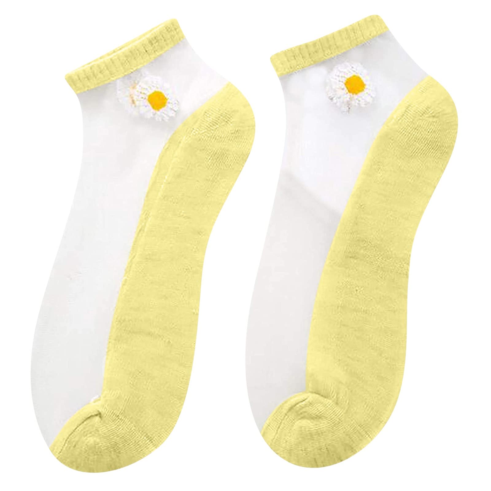 Lovor 5-Pack Women's Sheer Mesh Lace Ankle Socks - Translucent Daisy Design, Breathable No-Show Socks, Soft & Stretchy One Size Fits Most - Perfect for Ballet Flats, Sneakers & Summer Shoes