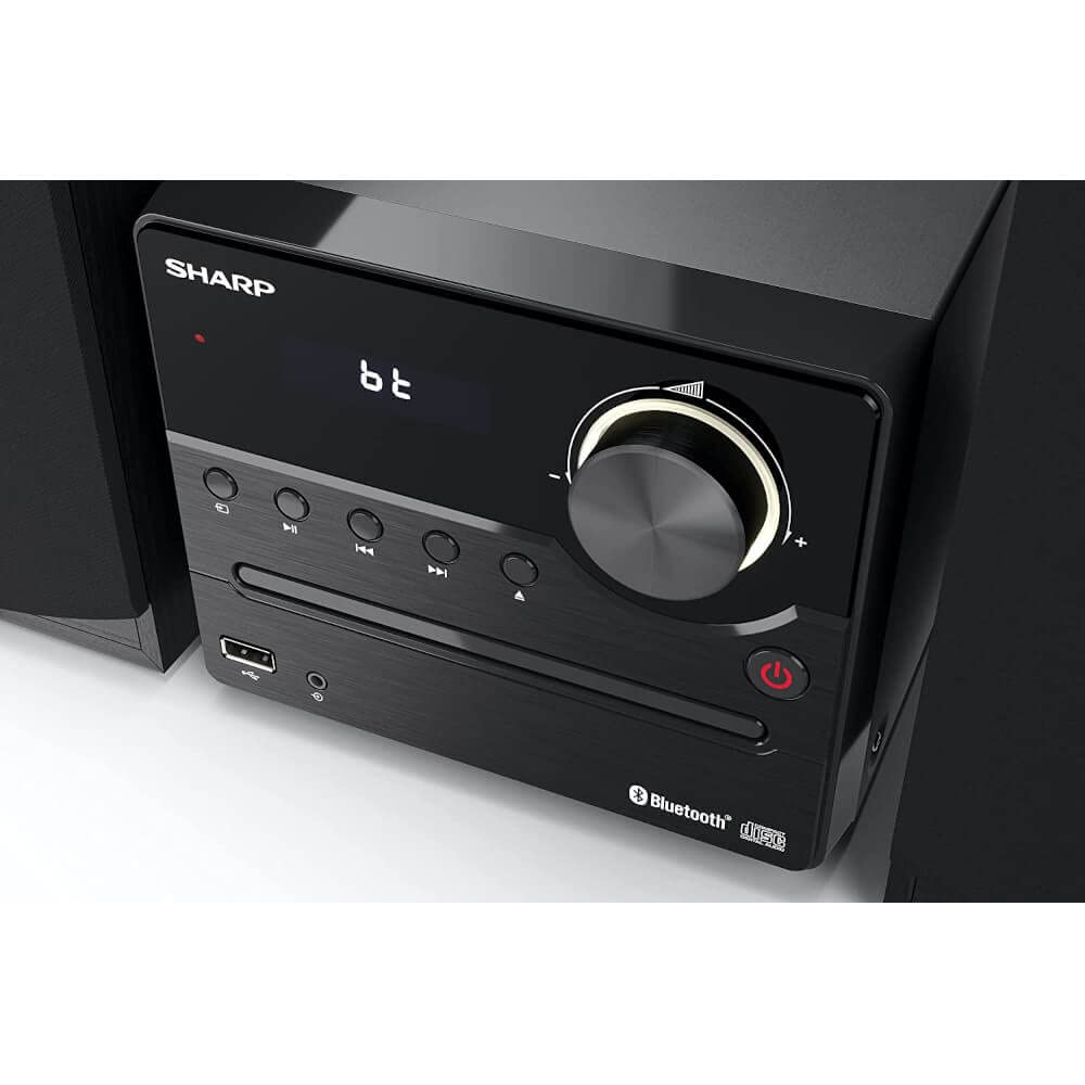 Sharp XL-B512 Wireless Bluetooth CD Player with Wood Speaker System - Audio Streaming, USB Port, MP3 Playback, FM Stereo Tuner, Aux Input (Black Oak) | Perfect for Home Entertainment & Music Lovers