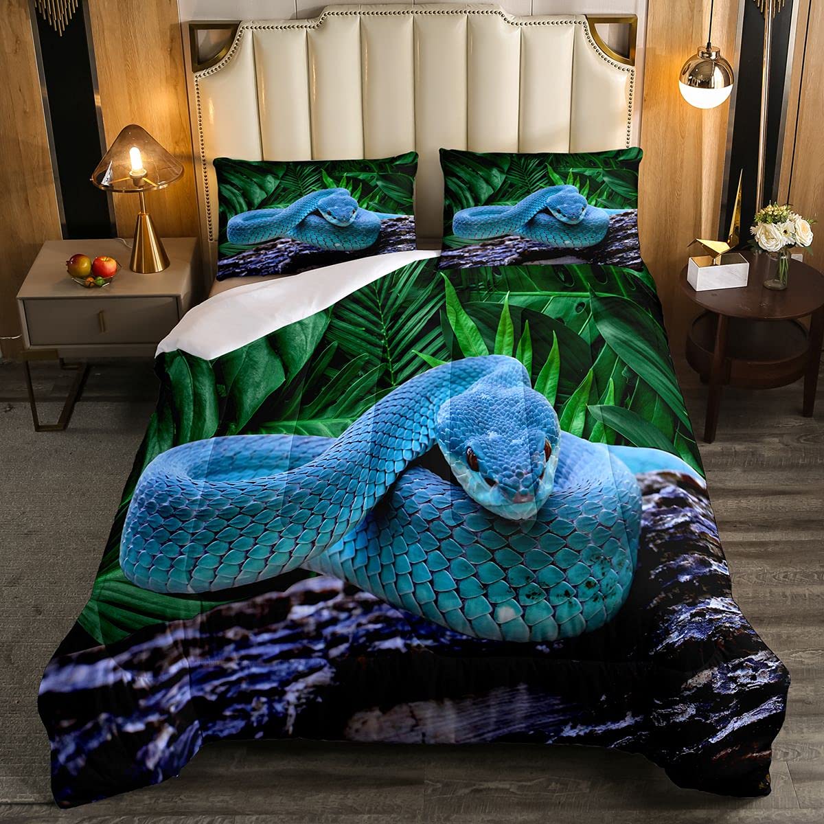 Feelyou 3D Snake Print Duvet Cover Set - Wildlife Themed Bedding for Kids & Teens, Twin Size (2Pcs) - Perfect for Jungle-Themed Bedrooms & Animal Lover Decor