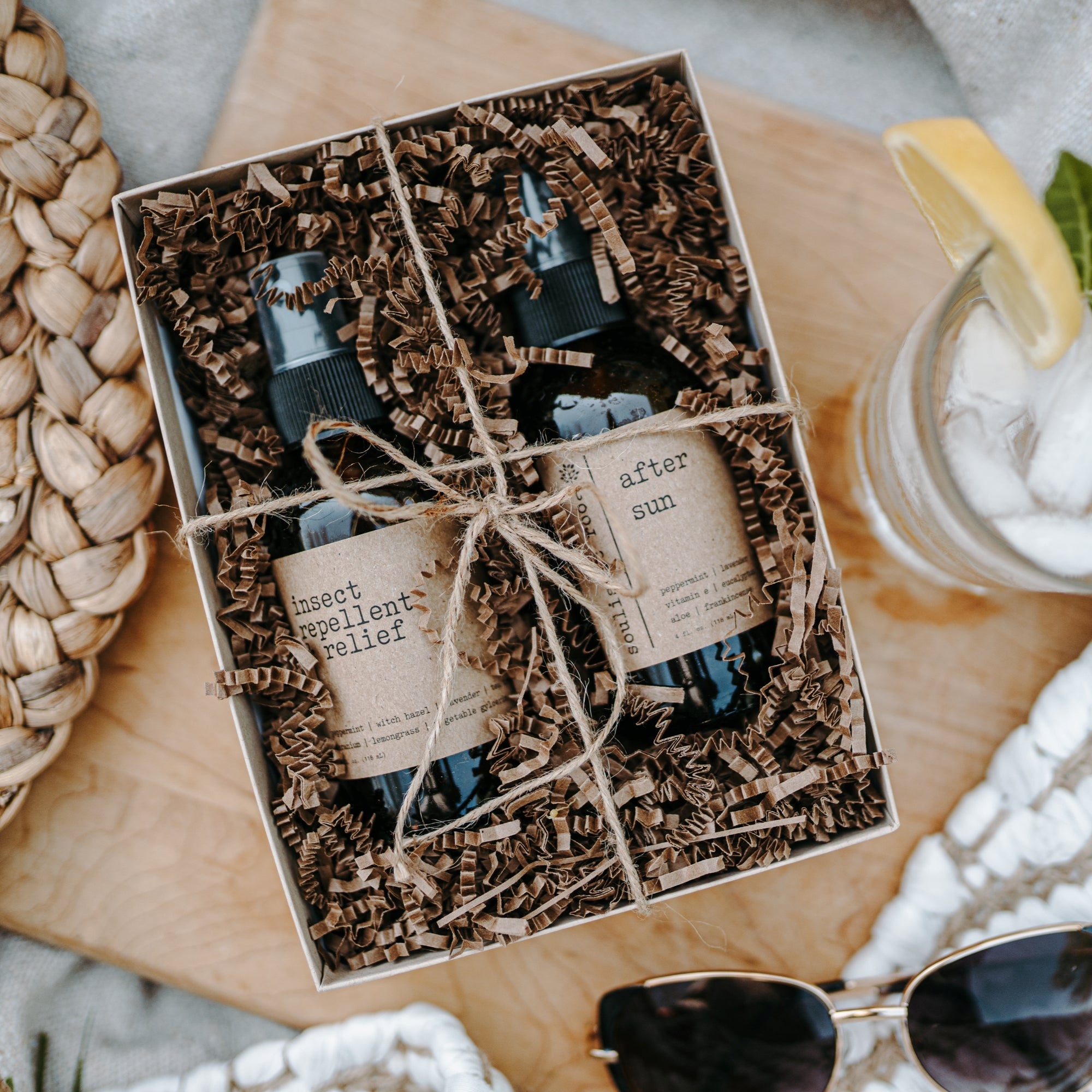 Natural After Sun Lotion & DEET-Free Bug Spray Gift Set for Summer - Soothing Sunburn Relief & Mosquito Protection for Outdoor Activities, Travel, and Beach Days